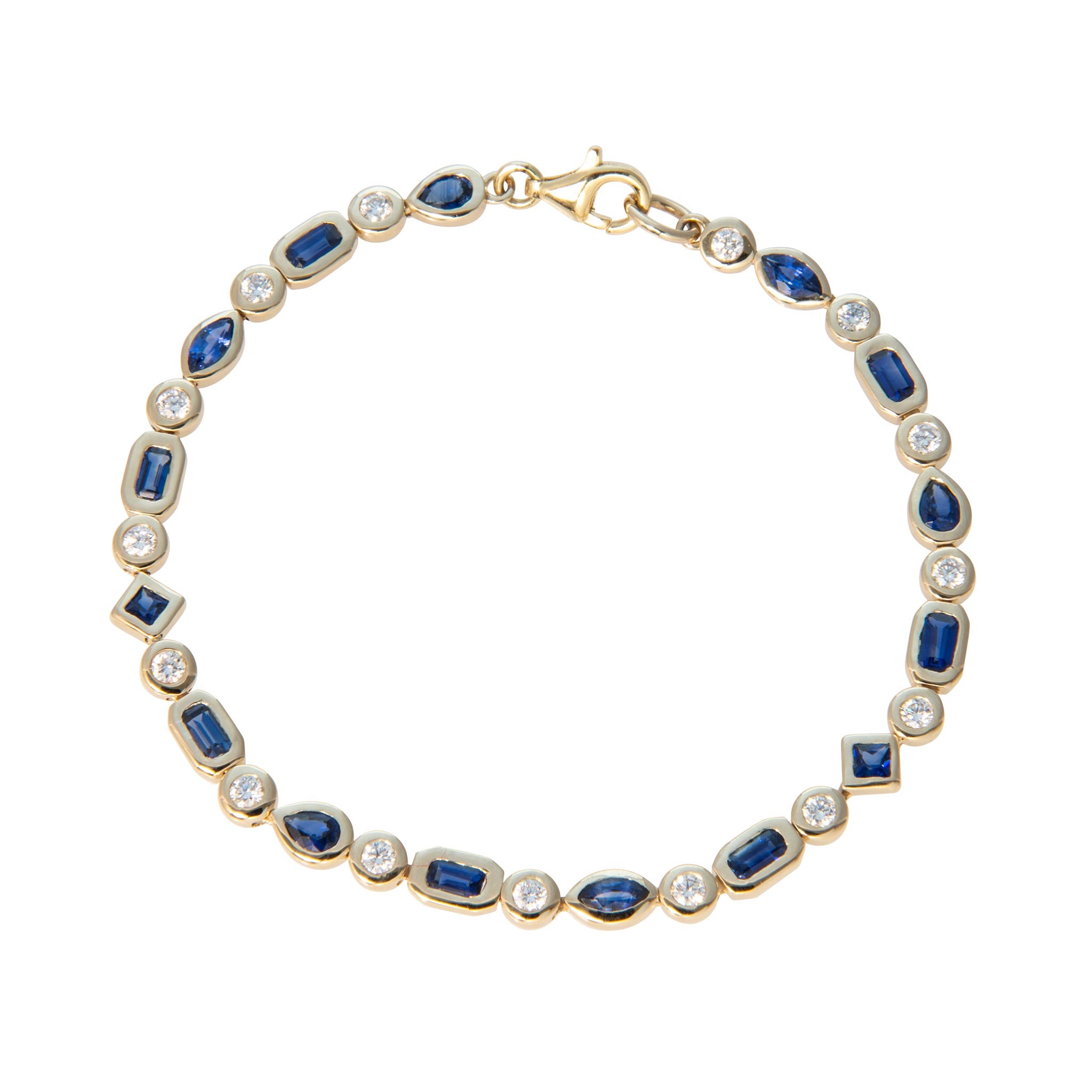 Sapphire & Diamond 14K Gold Half Tennis Half Chain Necklace, Bracelet