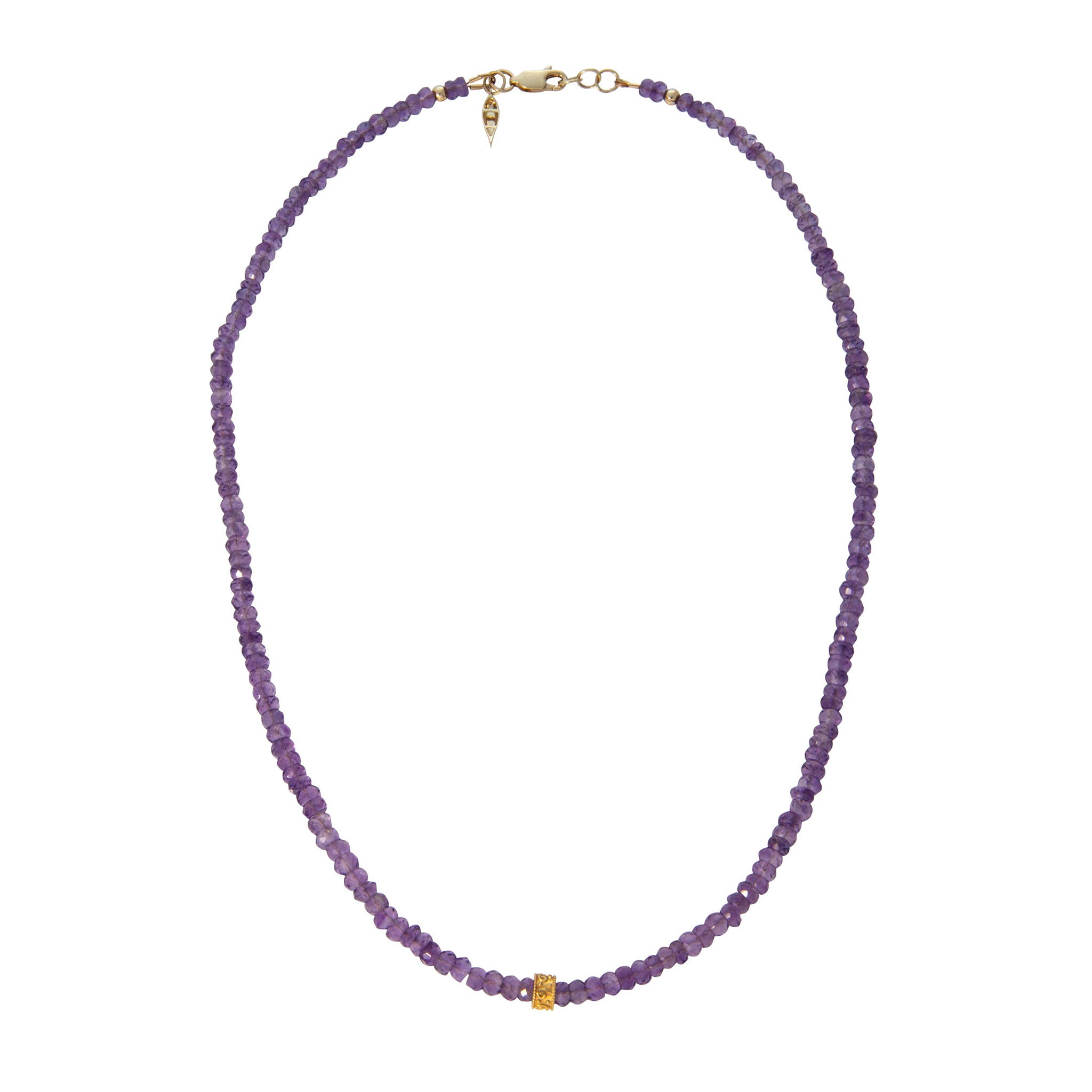 Tippy Stern Rondelle & Faceted Amethyst Beaded Necklace 16"