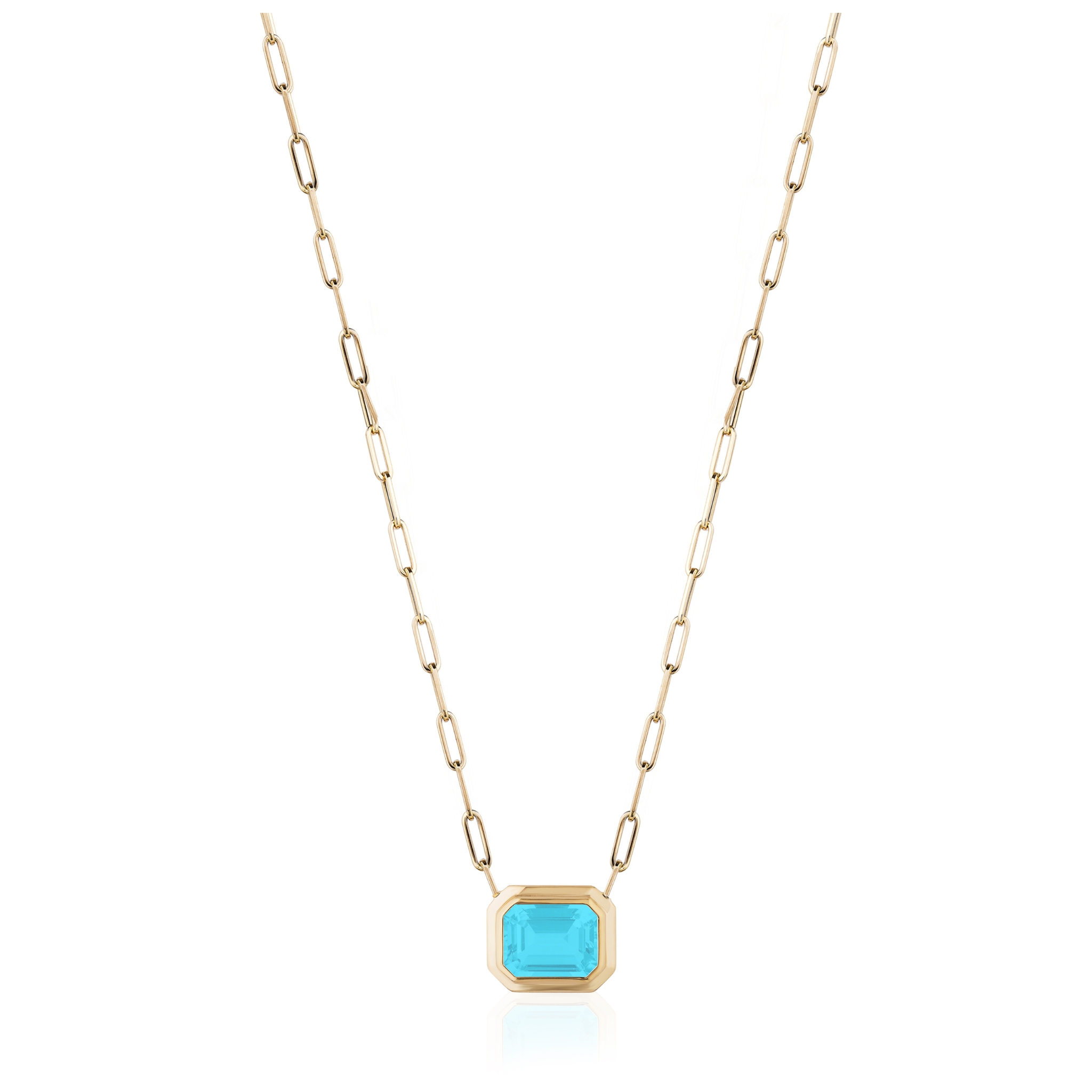 Goshwara Emerald-Cut Turquoise 18K Gold Pendant Necklace