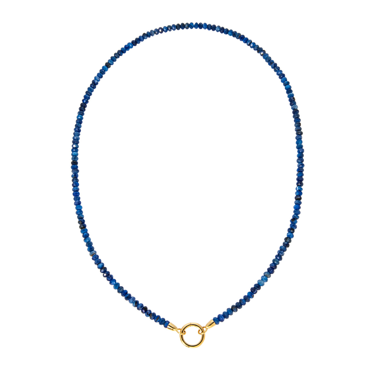 Lapis Bead 14K Yellow Gold Charm Clasp Necklace 18"