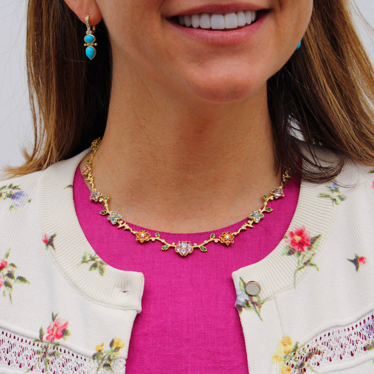 Paul Morelli Wild Child Link Necklace, Temple St. Clair Turquoise Dynasty Drop Earrings