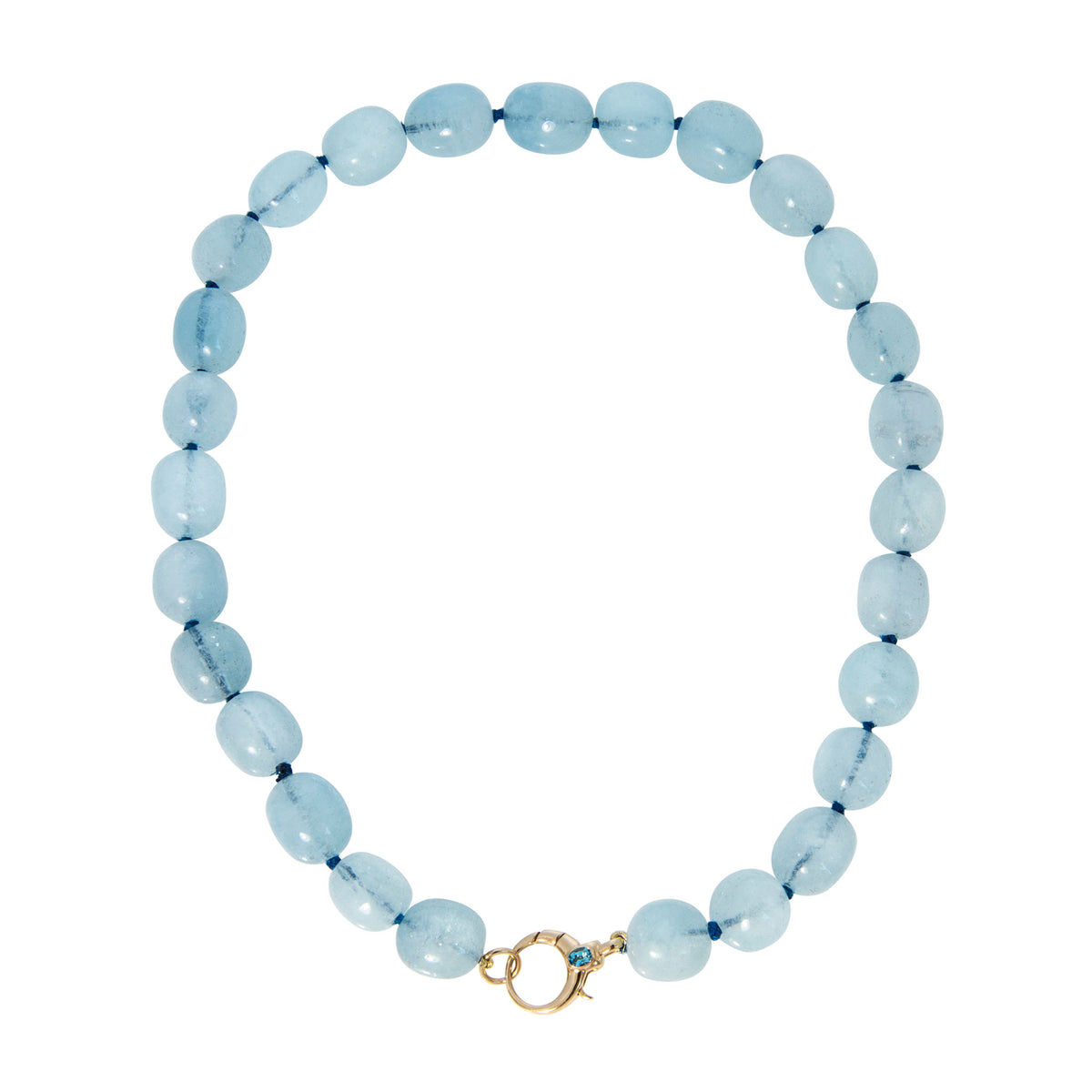 Aquamarine Bead & Blue Topaz 14K Gold Clasp Necklace