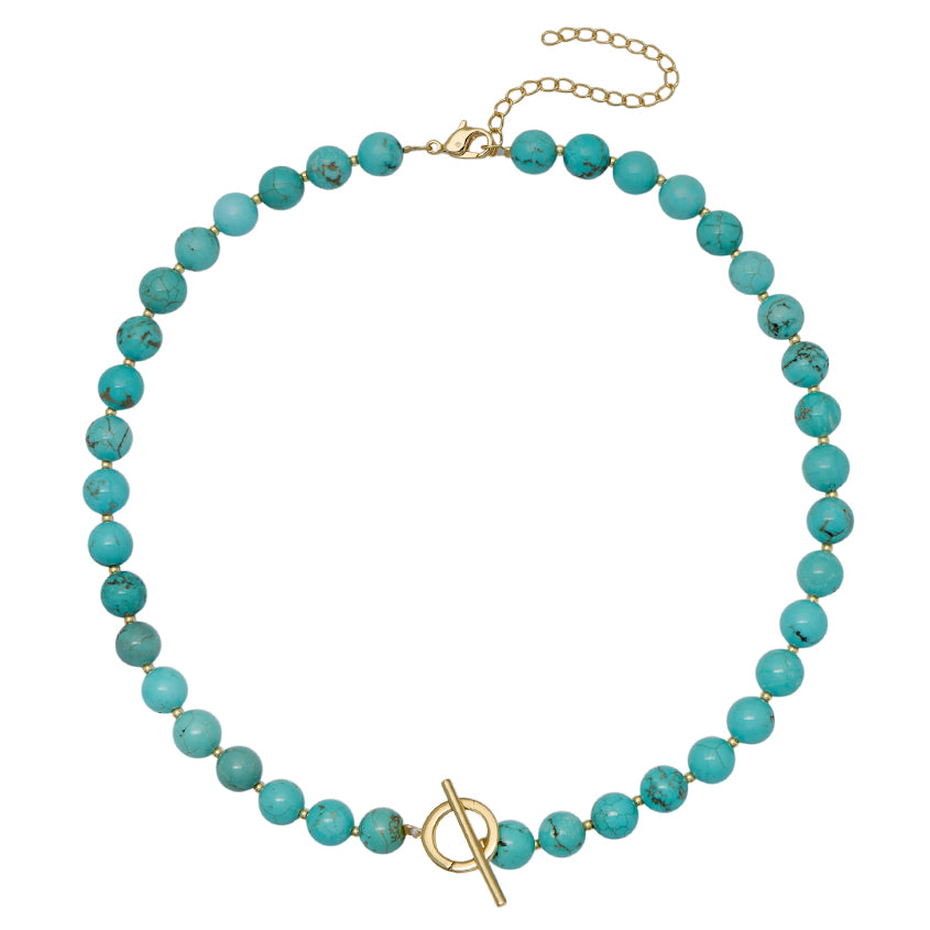 Goldbug Collection Turquoise Gemstone Toggle Charm Necklace