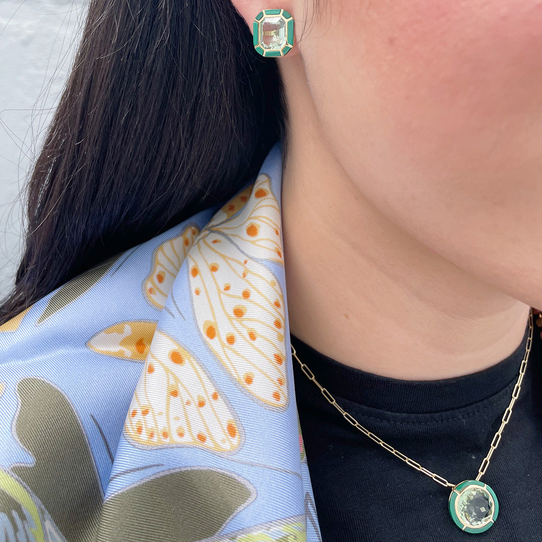 Goshwara Prasiolite & Malachite Inlay 18K Gold Pendant Necklace