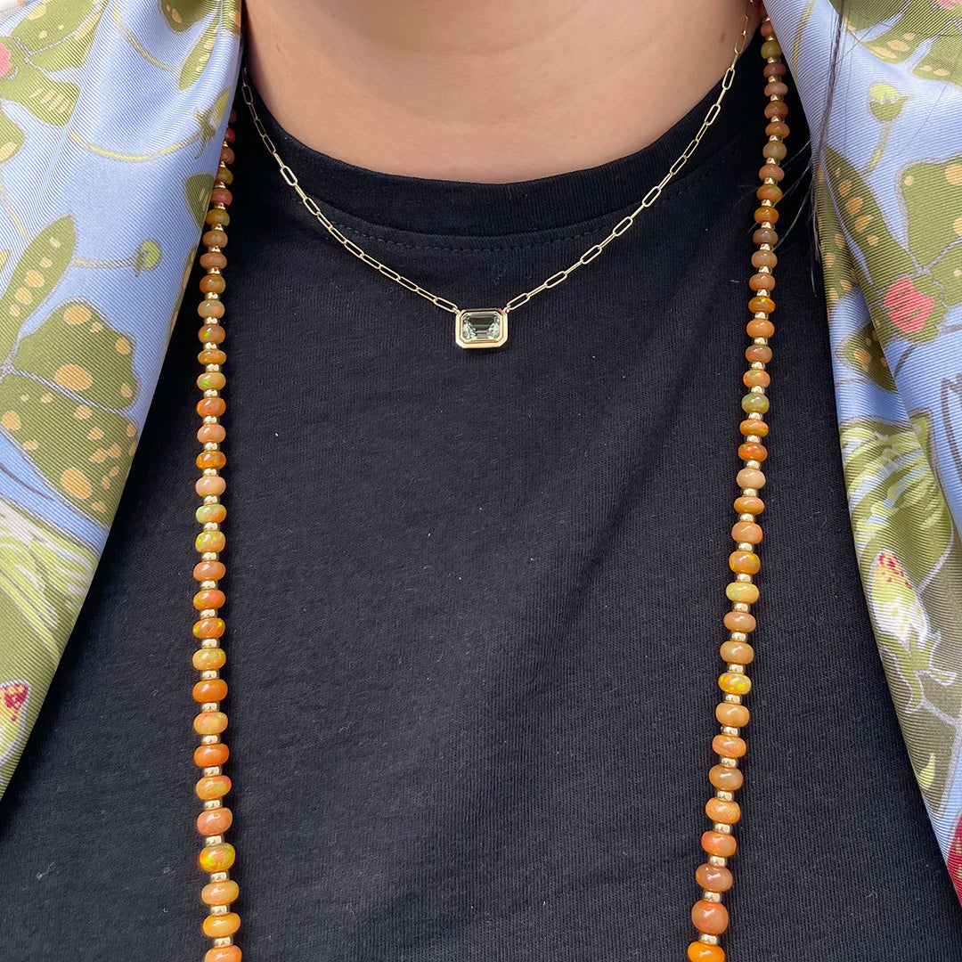 Goshwara Emerald Cut Prasiolite 18K Gold Pendant Necklace