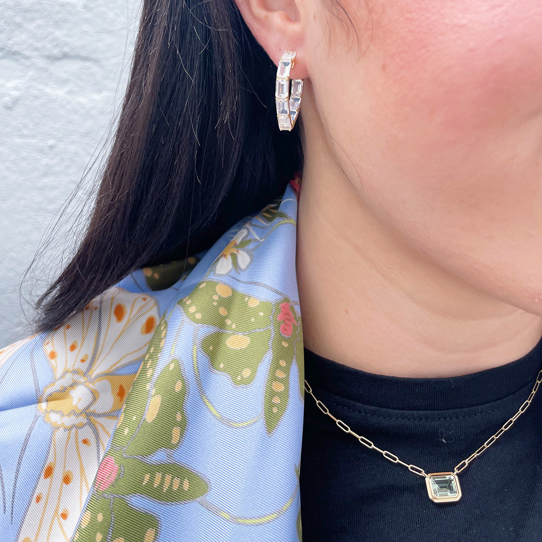 Goshwara Emerald Cut Prasiolite 18K Gold Pendant Necklace