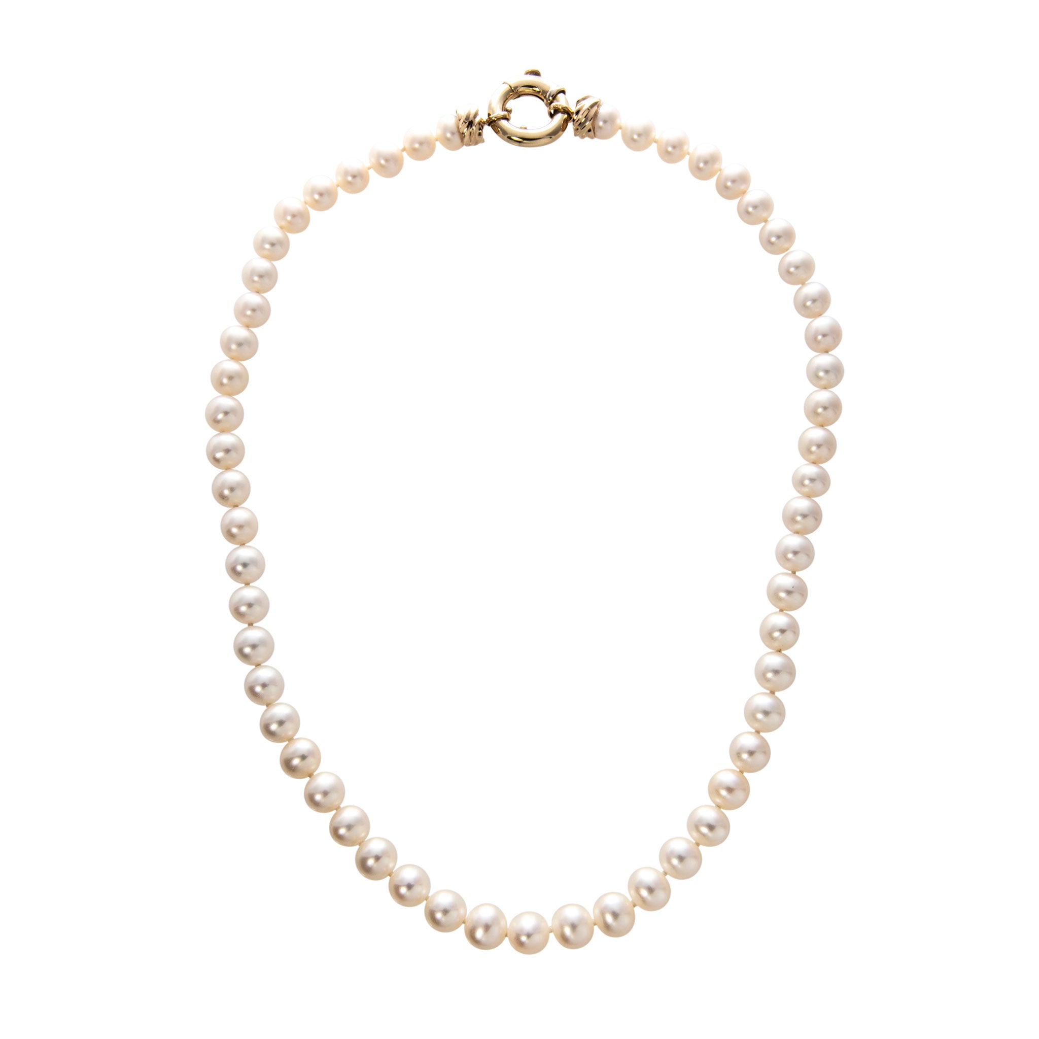 Estate Freshwater Pearl 14K Yellow Gold Clasp Necklace