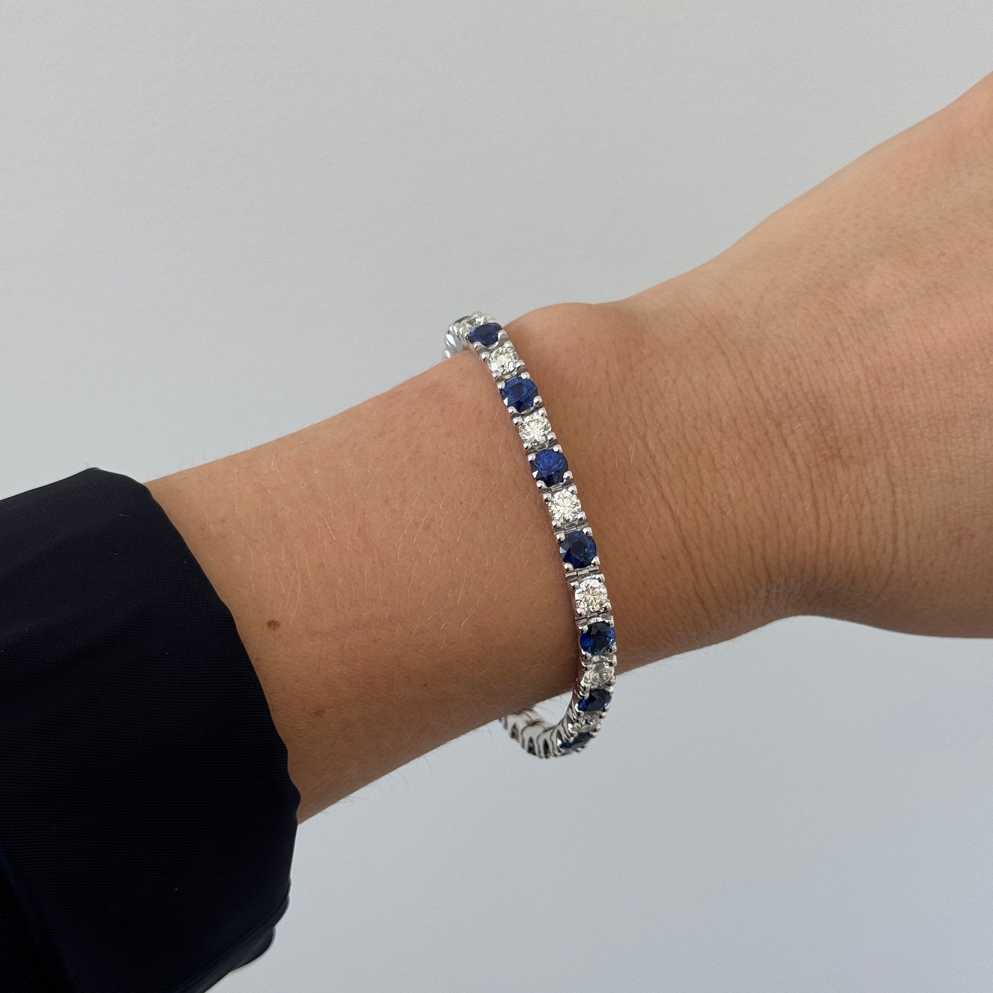 8.95ctw Sapphire & 4.74ctw Diamond Platinum Tennis Bracelet