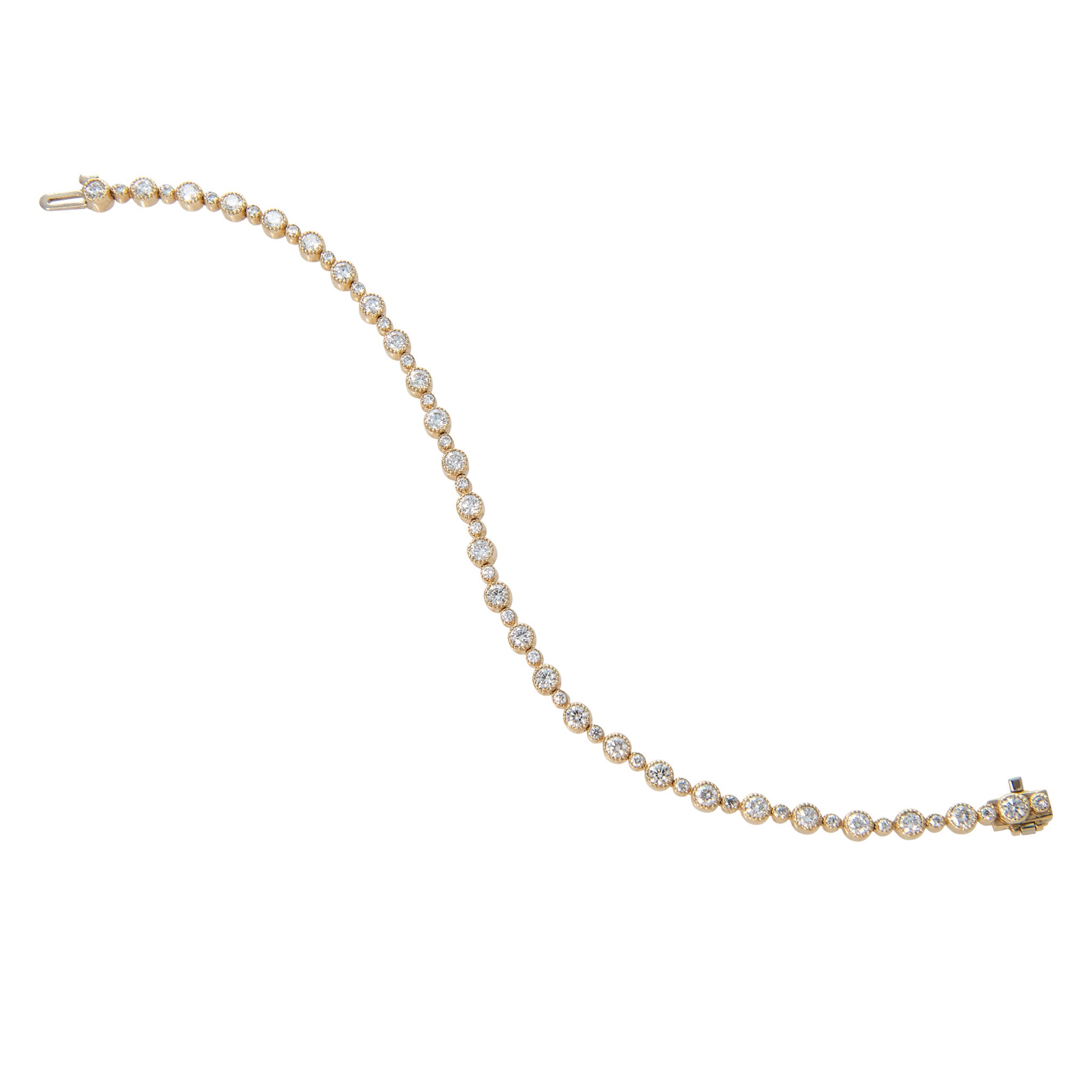 3ctw Diamond Milgrain Bezel 14K Yellow Gold Tennis Bracelet