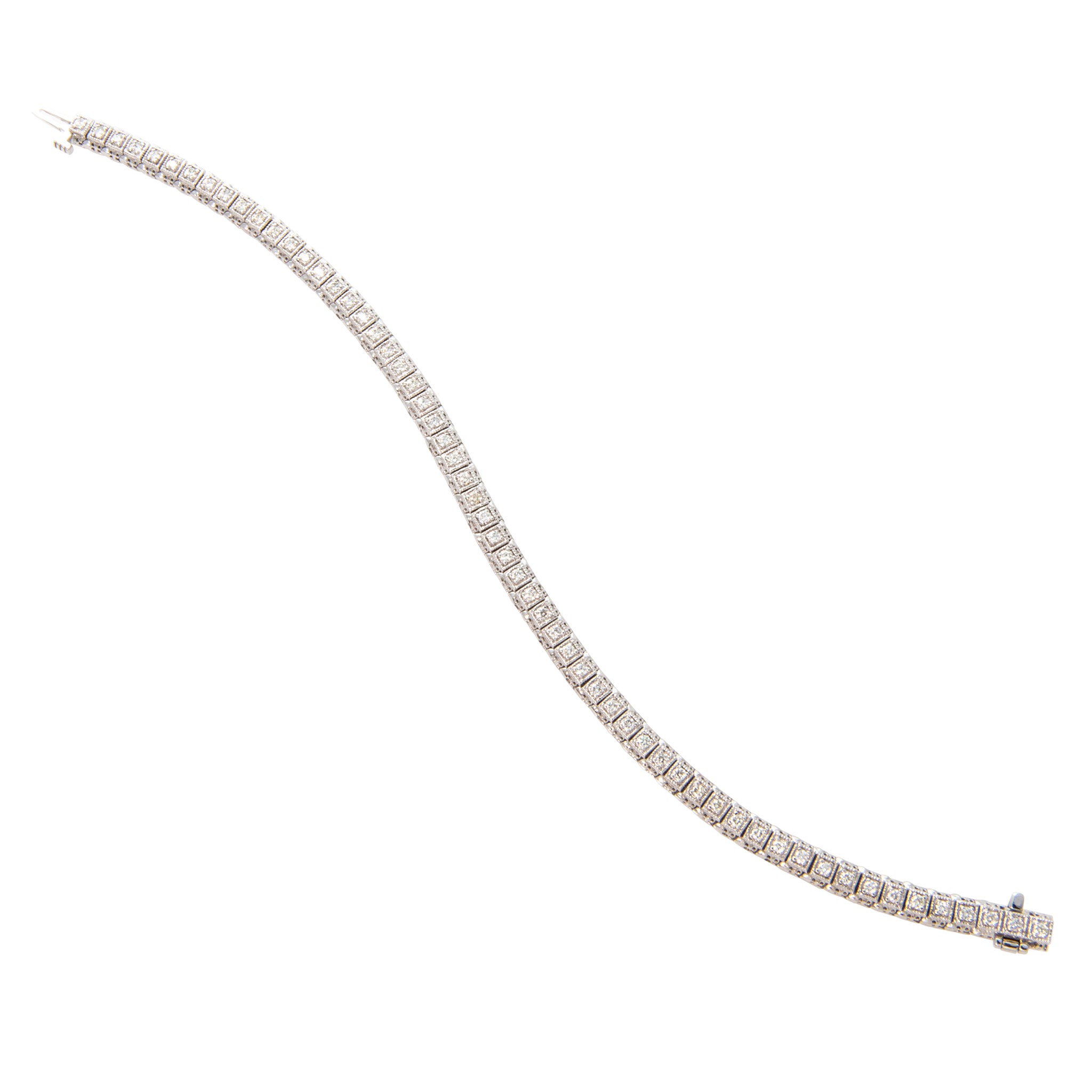 1ctw Diamond 14K White Gold Milgrain Tennis Bracelet