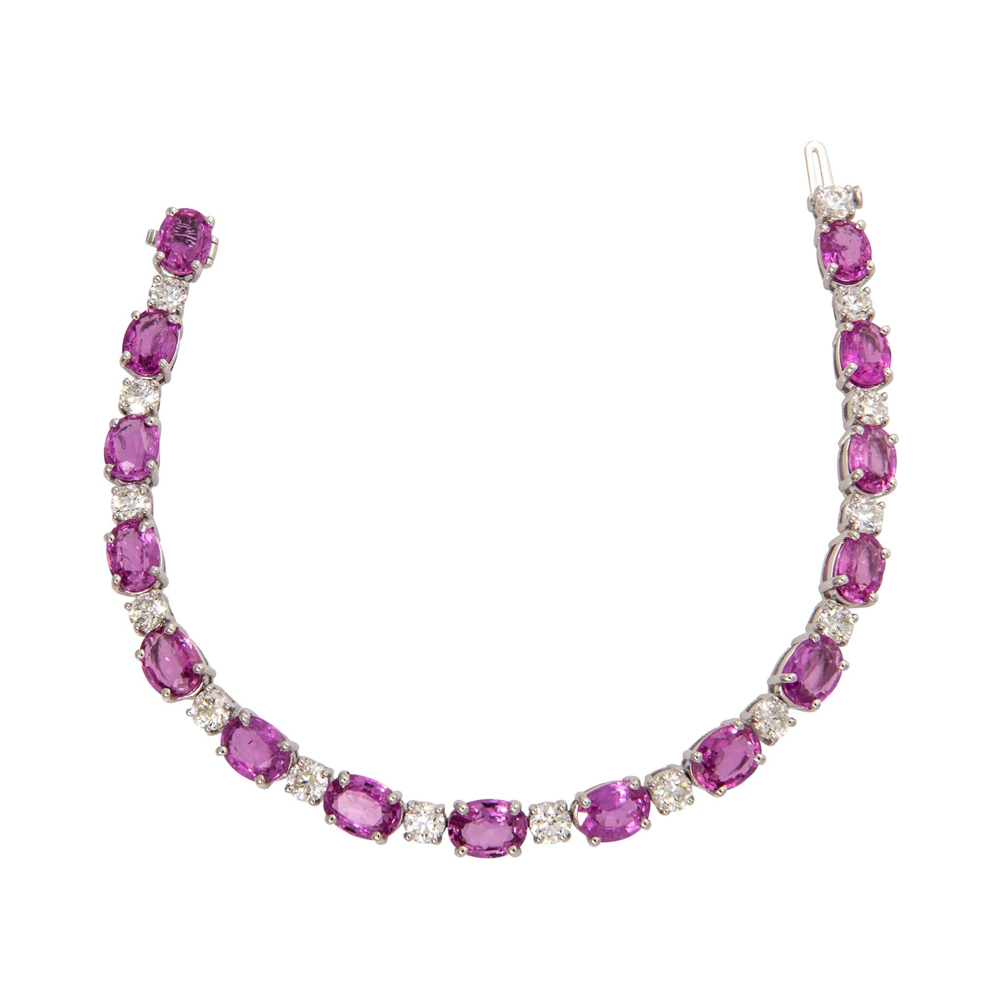 22ctw Pink Sapphire & Diamond 18K White Gold Bracelet