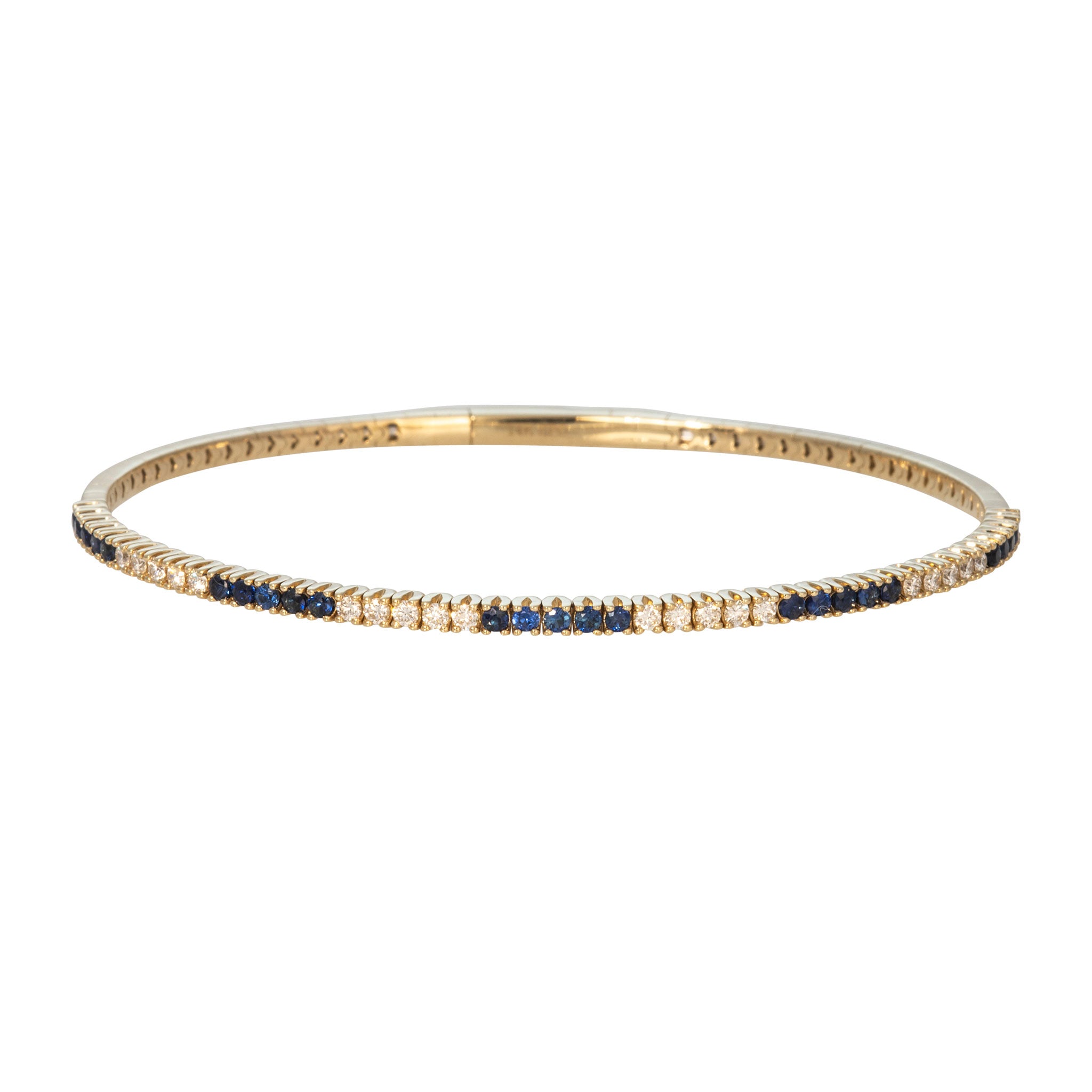 Sapphire & Diamond 14K Yellow Gold Flexible Tennis Bangle