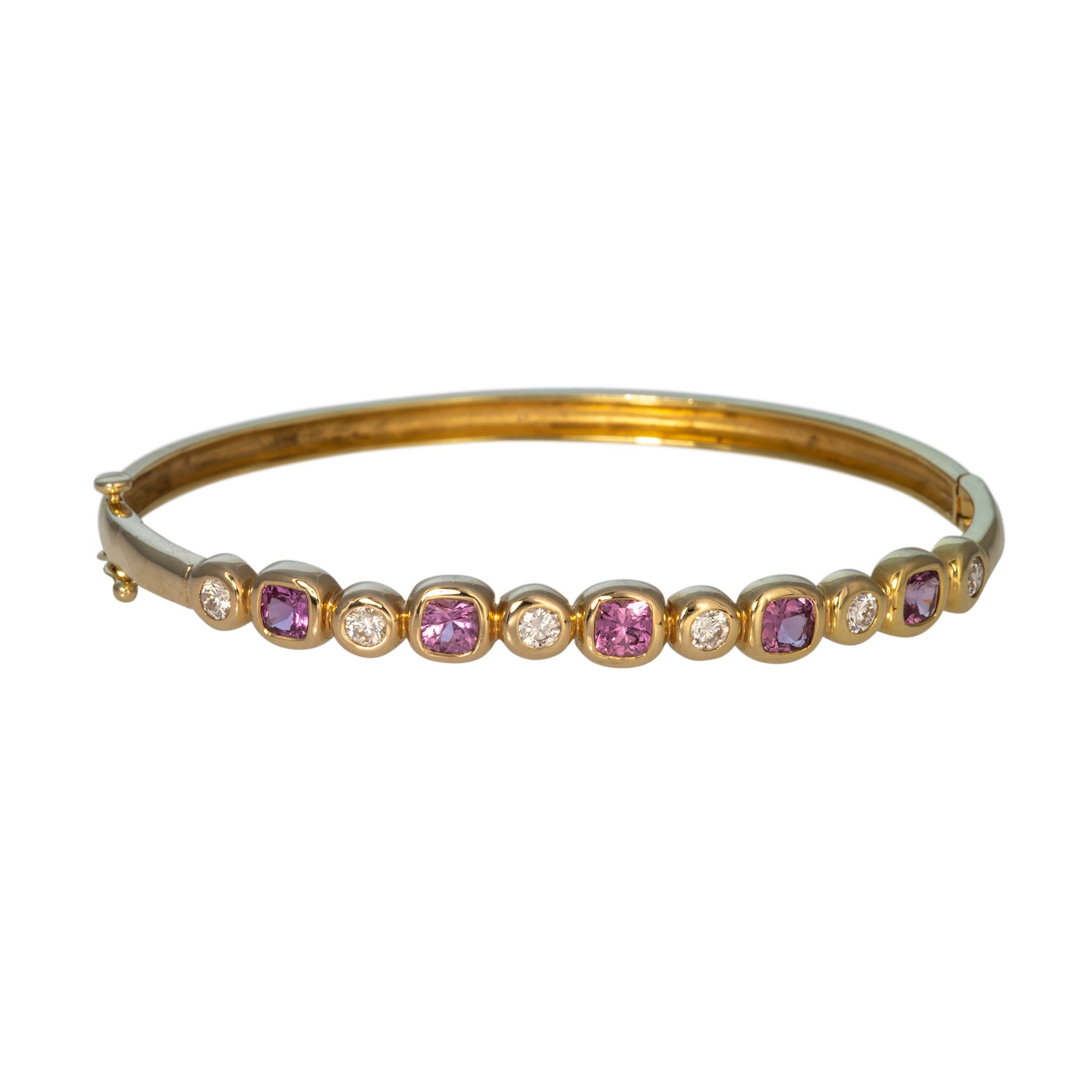 Mazza Pink Sapphire & Diamond 14K Yellow Gold Bangle
