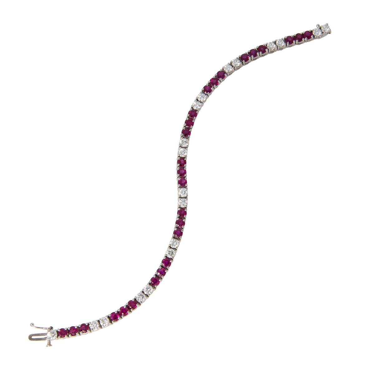 5.68ctw Ruby & 2.79ctw Diamond Platinum Tennis Bracelet