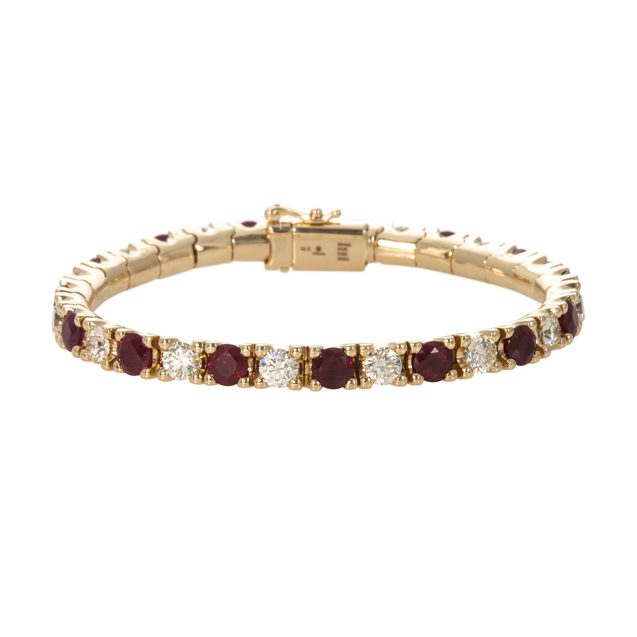 9.35ctw Burmese Ruby & 4.73ctw Diamond 14K Yellow Gold Bracelet