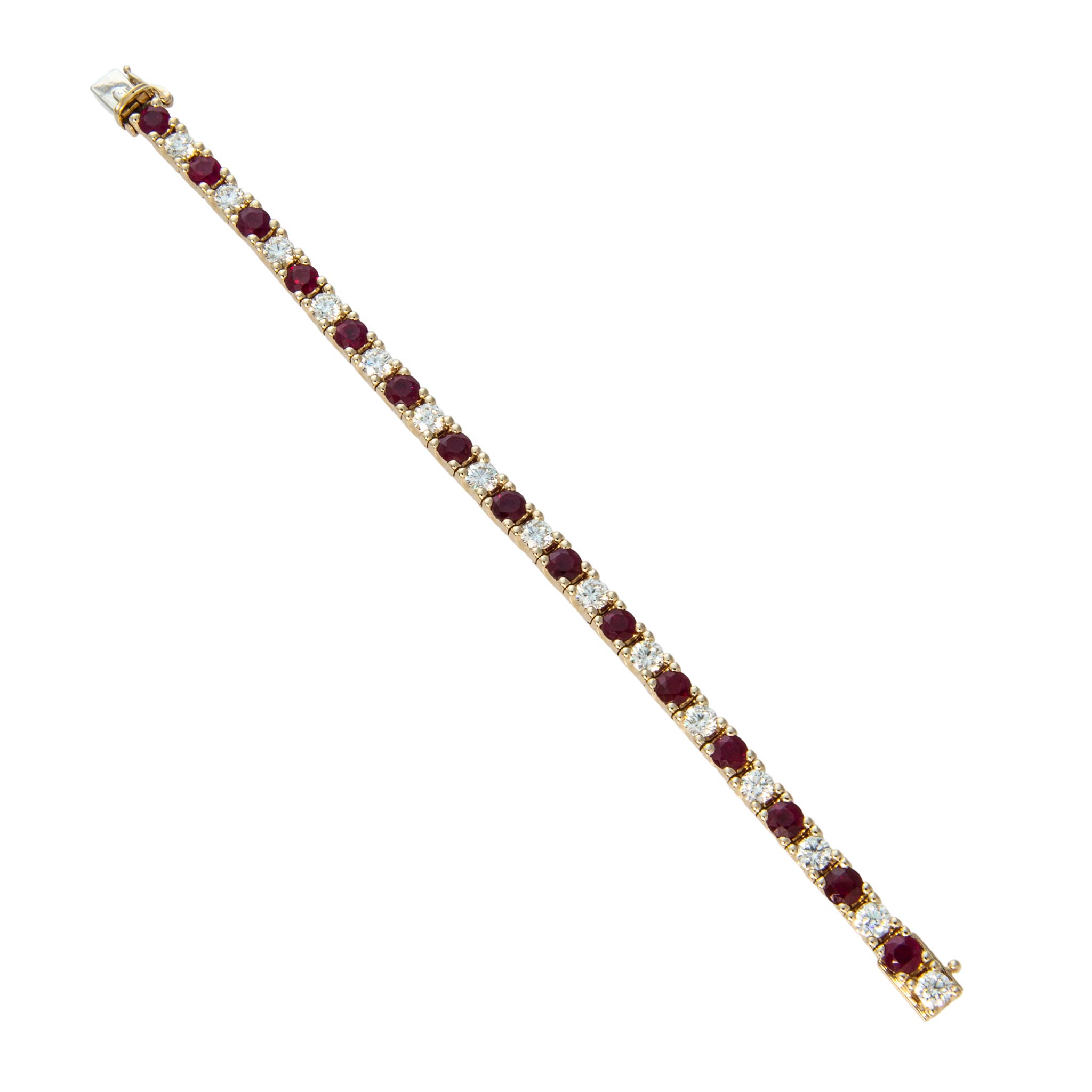 9.35ctw Burmese Ruby & 4.73ctw Diamond 14K Yellow Gold Bracelet