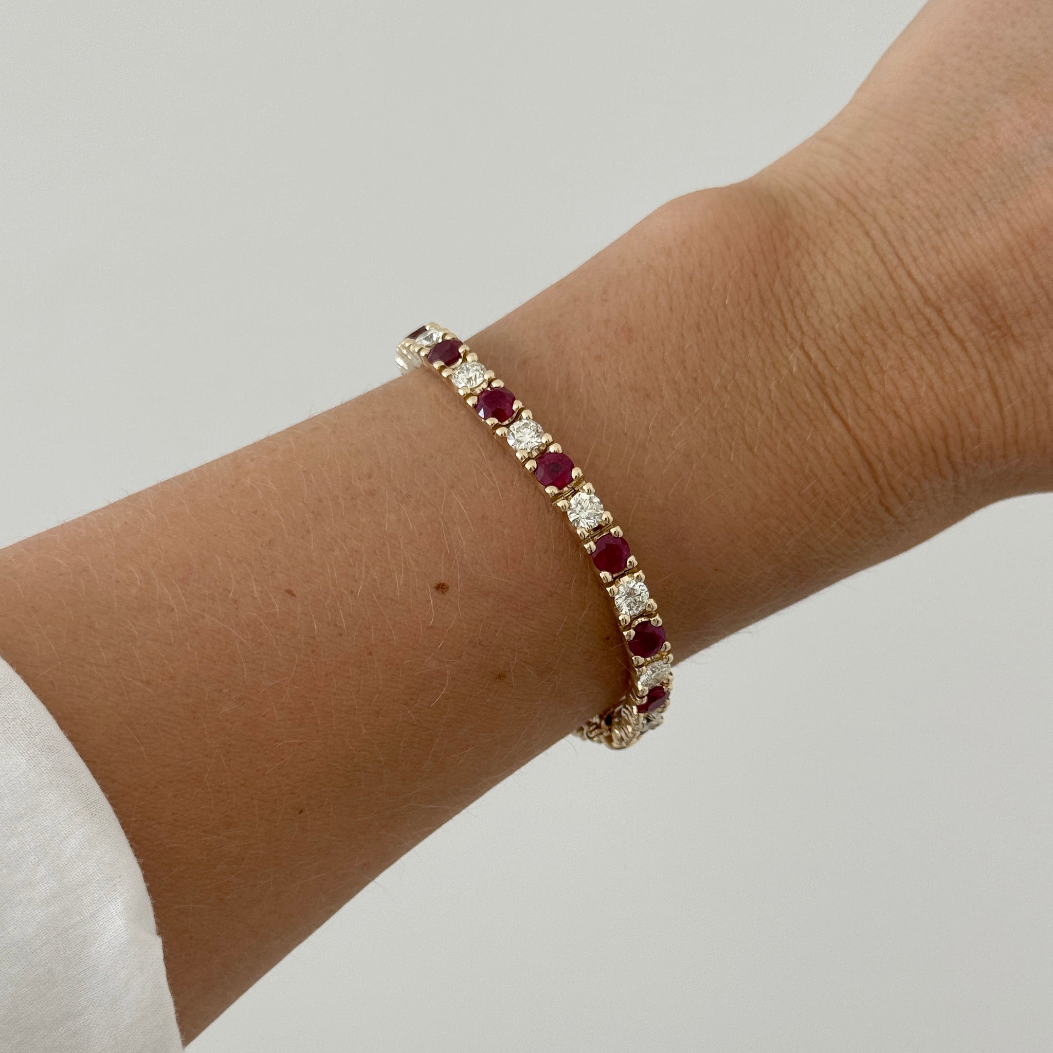 9.35ctw Burmese Ruby & 4.73ctw Diamond 14K Yellow Gold Bracelet