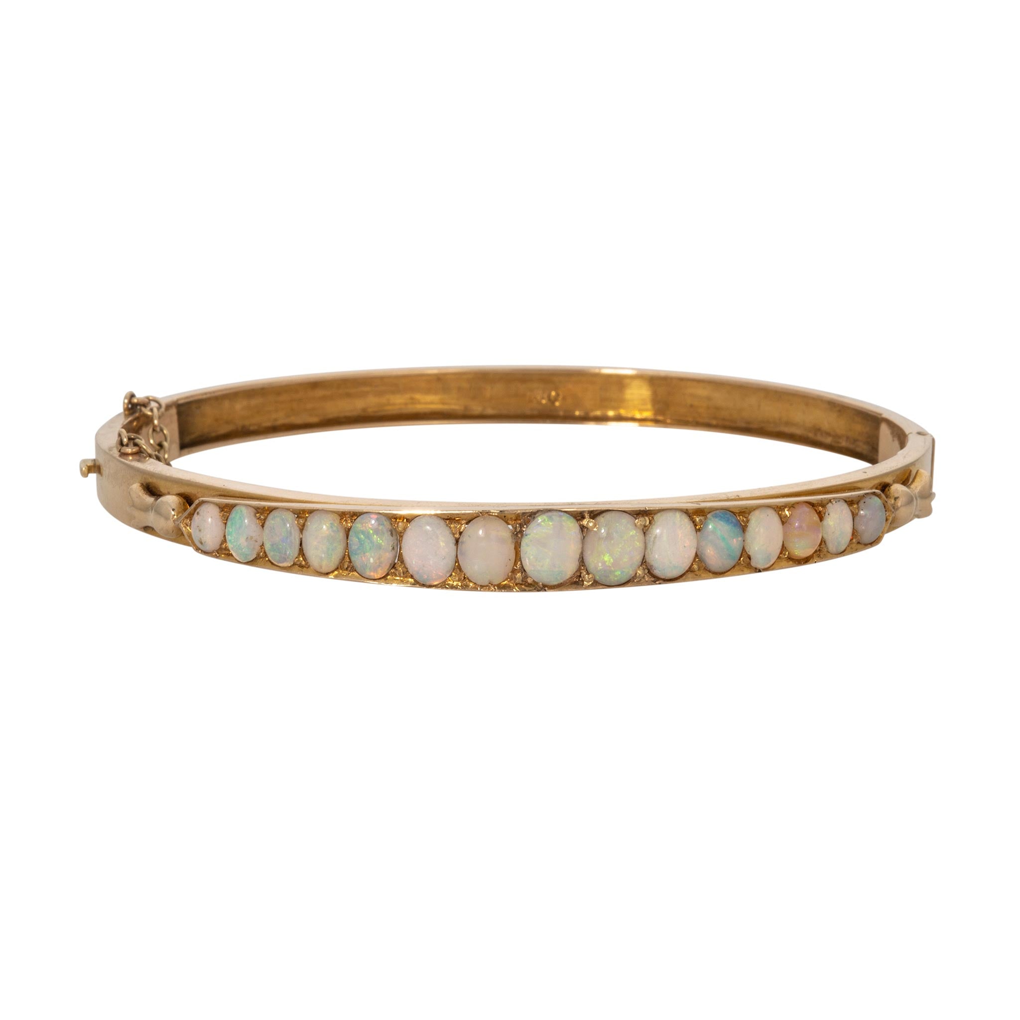 Victorian 4ctw Graduated Opal 18K Gold Bangle