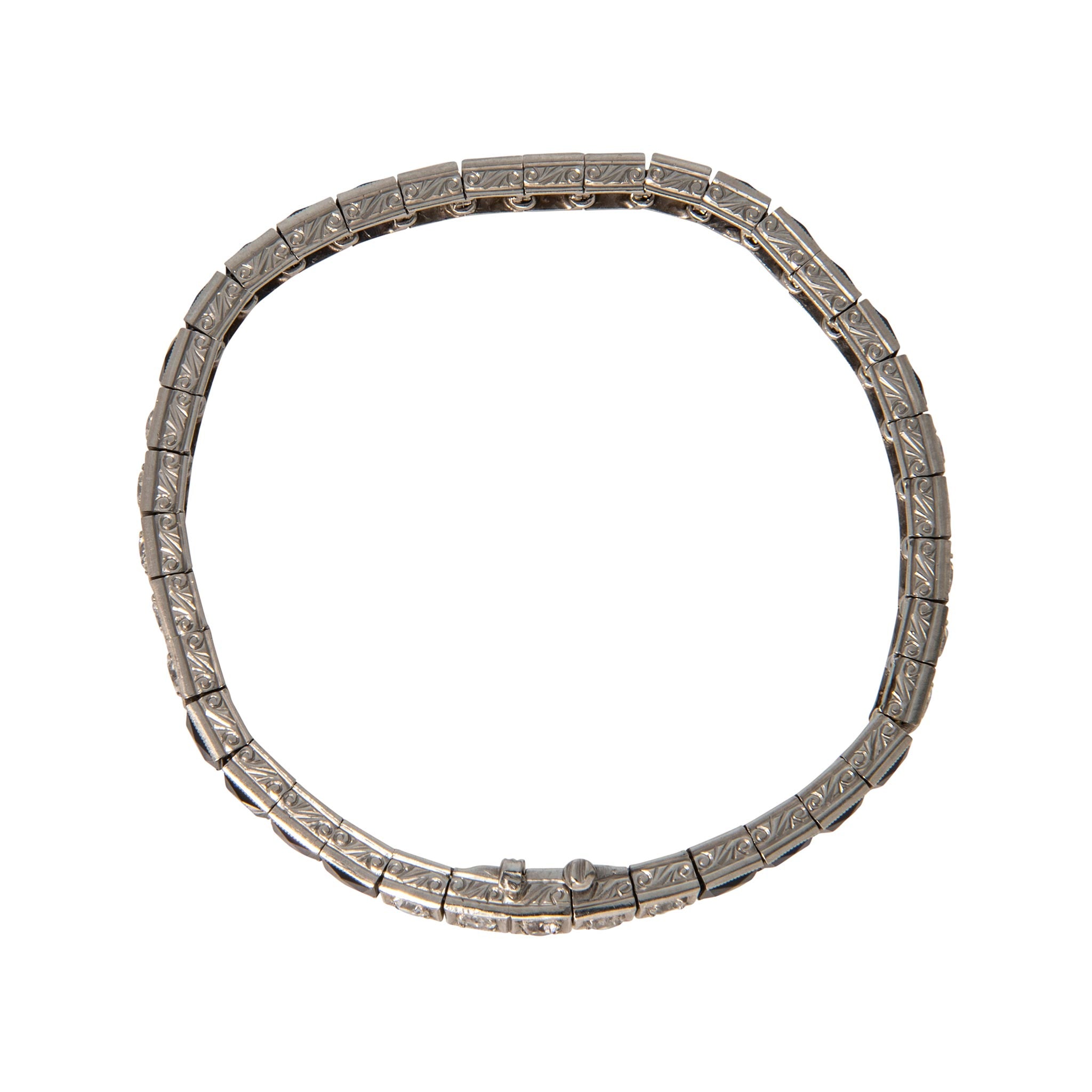 Art Deco Style Sapphire & Diamond Platinum Line Bracelet