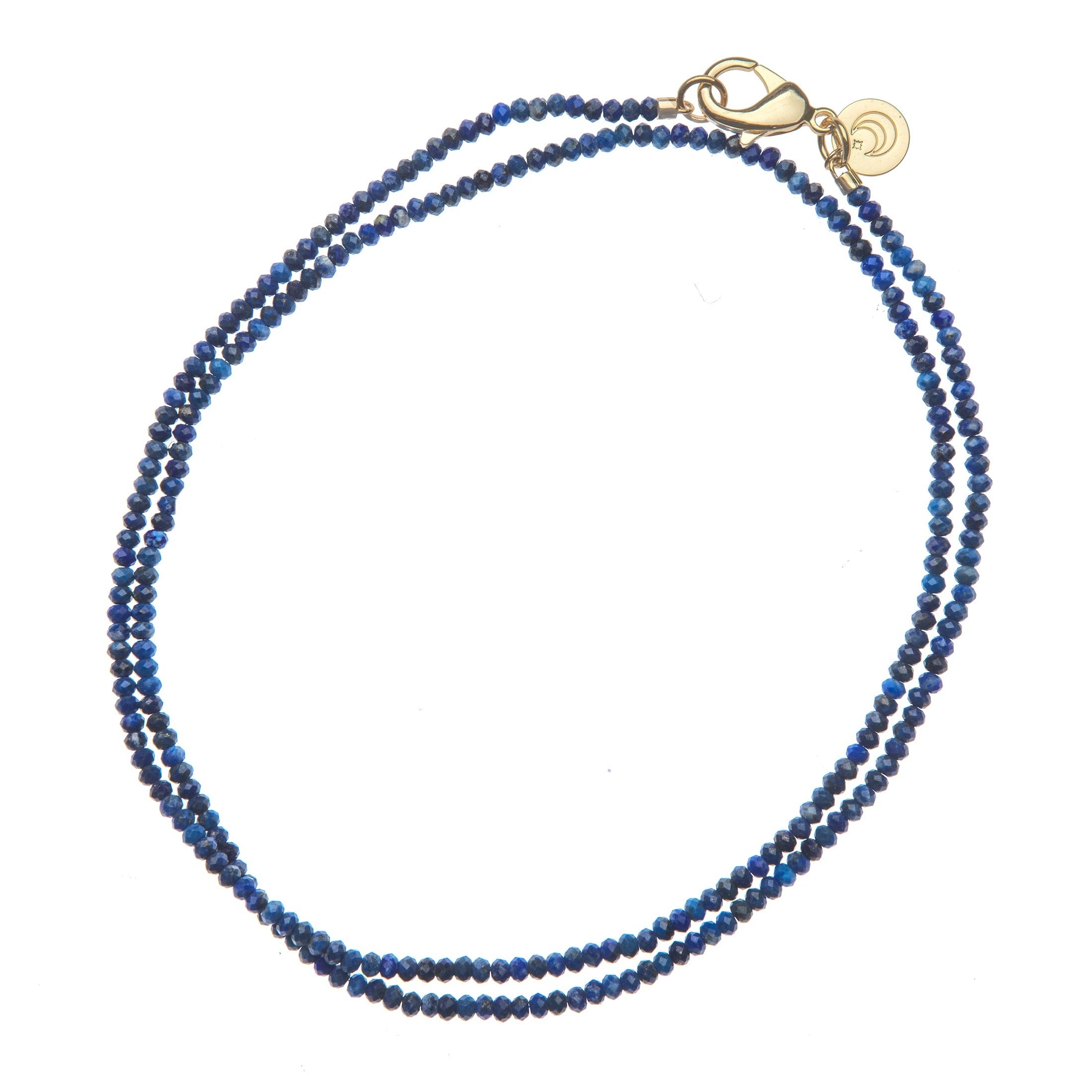 Jane Win Double Wrap Diamond-Cut Lapis Beaded Necklace