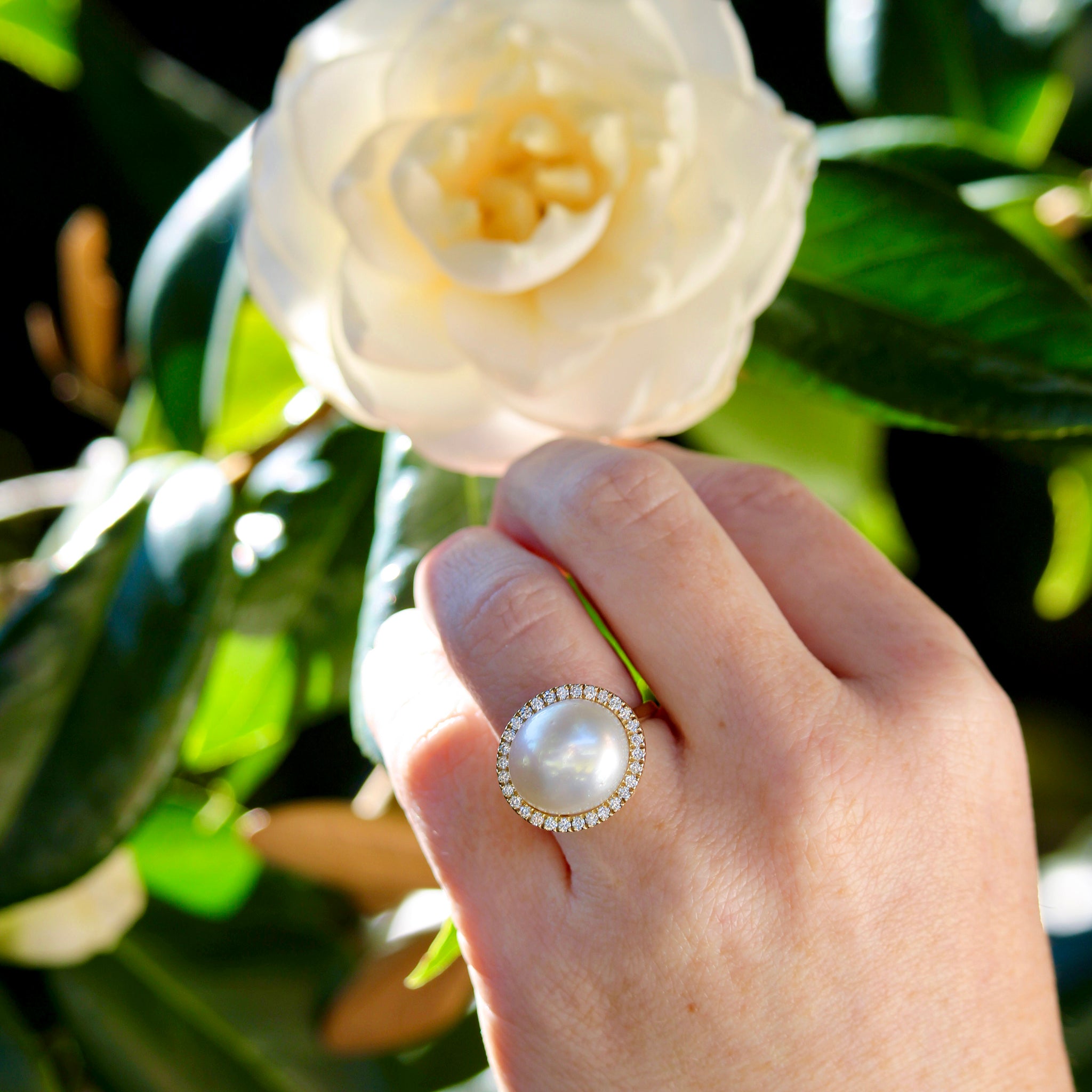 Baroque Pearl & Diamond 14K Yellow Gold Ring