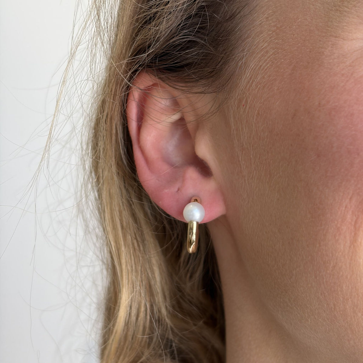 6.5-7mm Freshwater Pearl 14K Yellow Gold Hoop Earrings