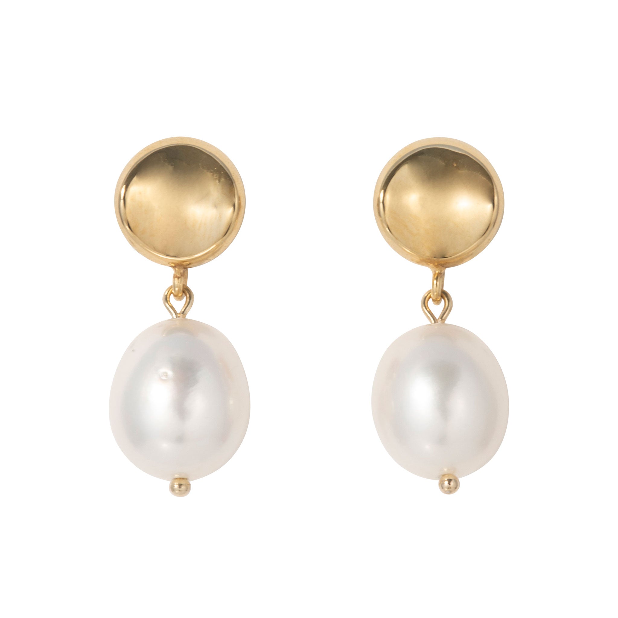 Freshwater Pearl Drop 14K Yellow Gold Earrings