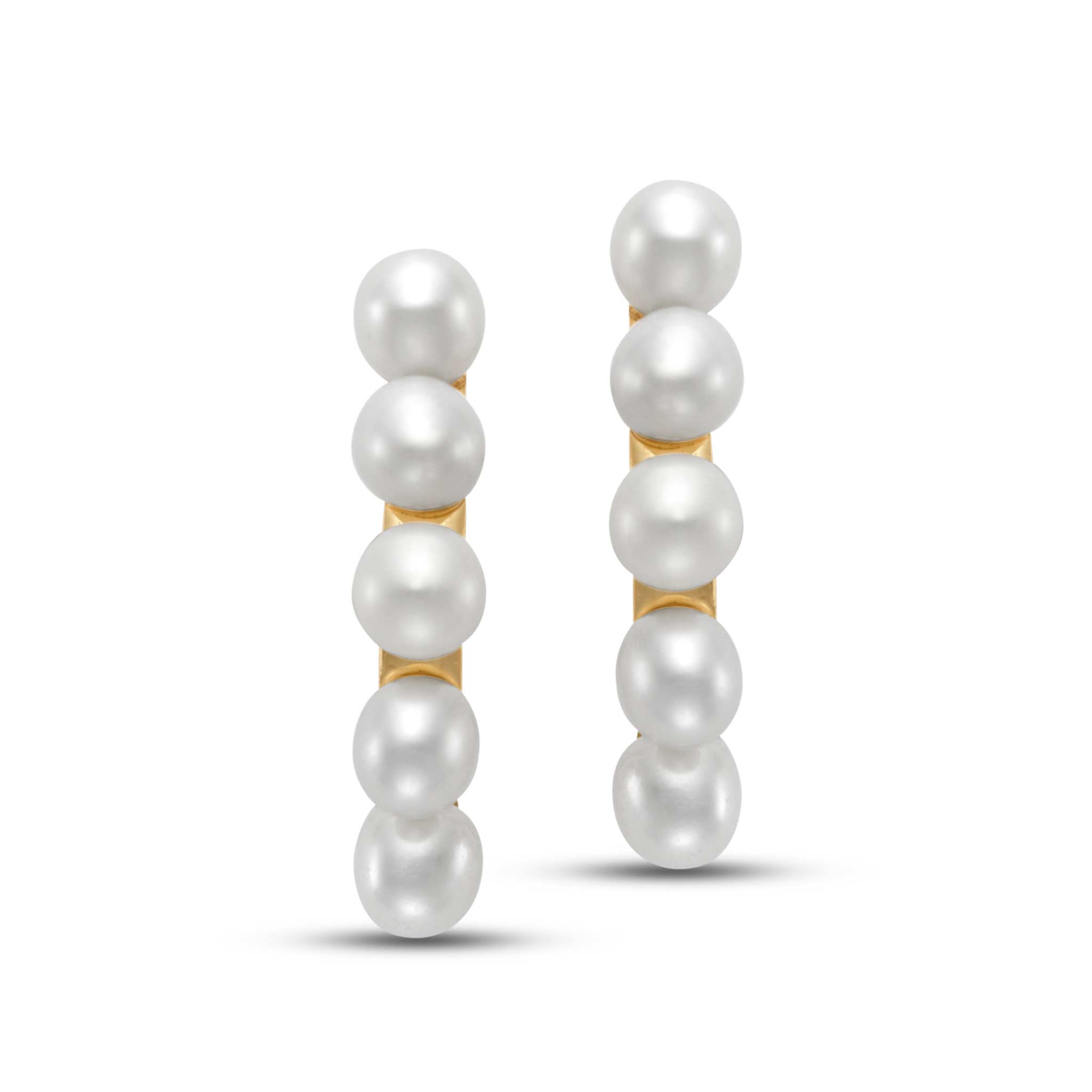 Freshwater Pearl 14K Yellow Gold Huggie Hoop Earrings