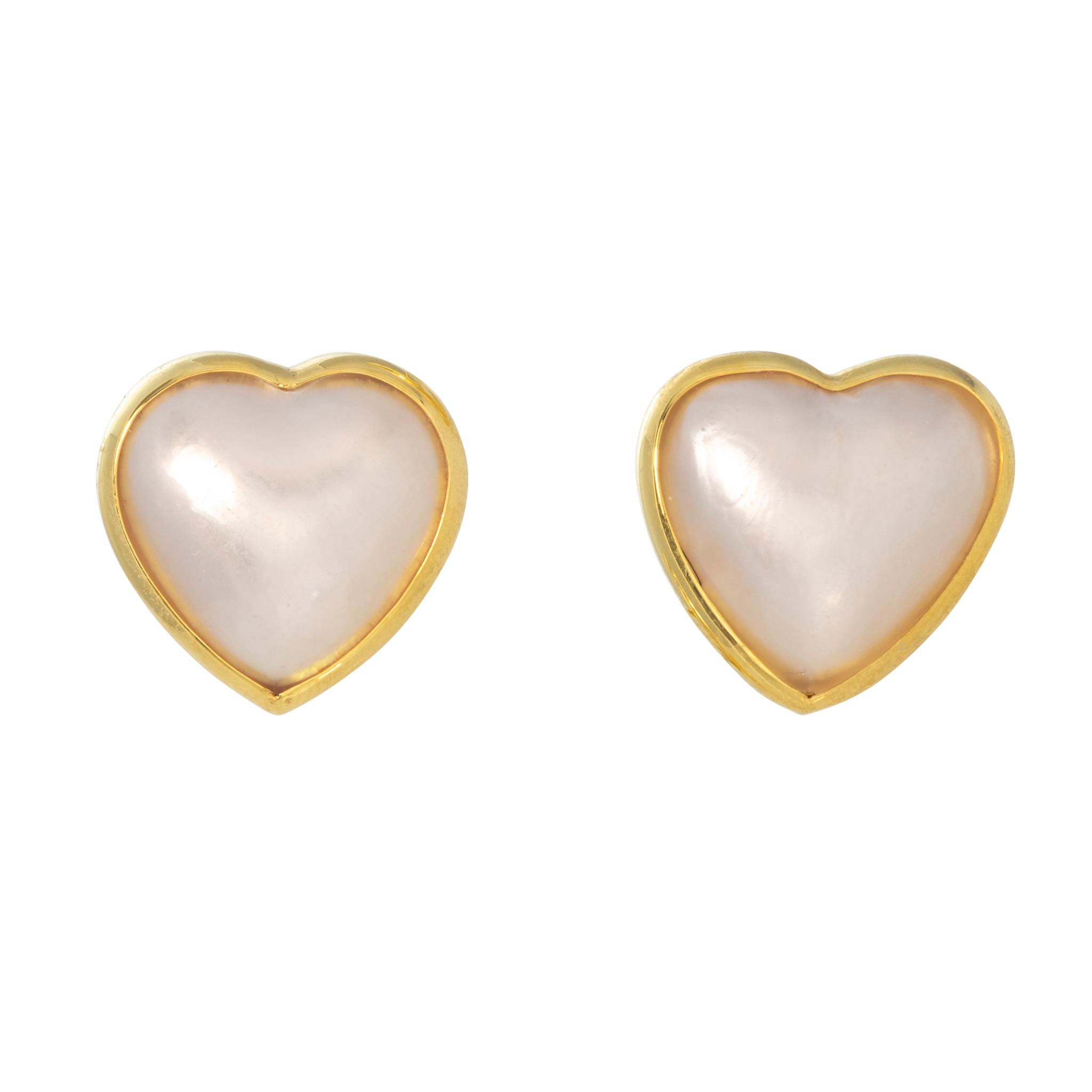 Mazza Mabe Pearl 14K Yellow Gold Heart Earrings