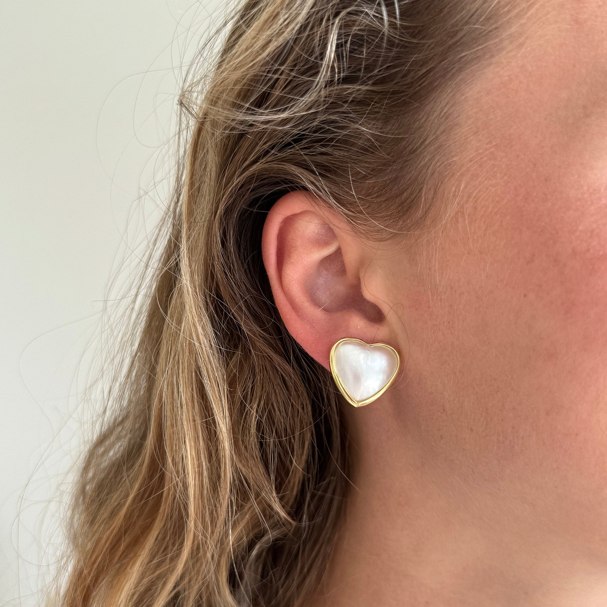 Mazza Mabe Pearl 14K Yellow Gold Heart Earrings