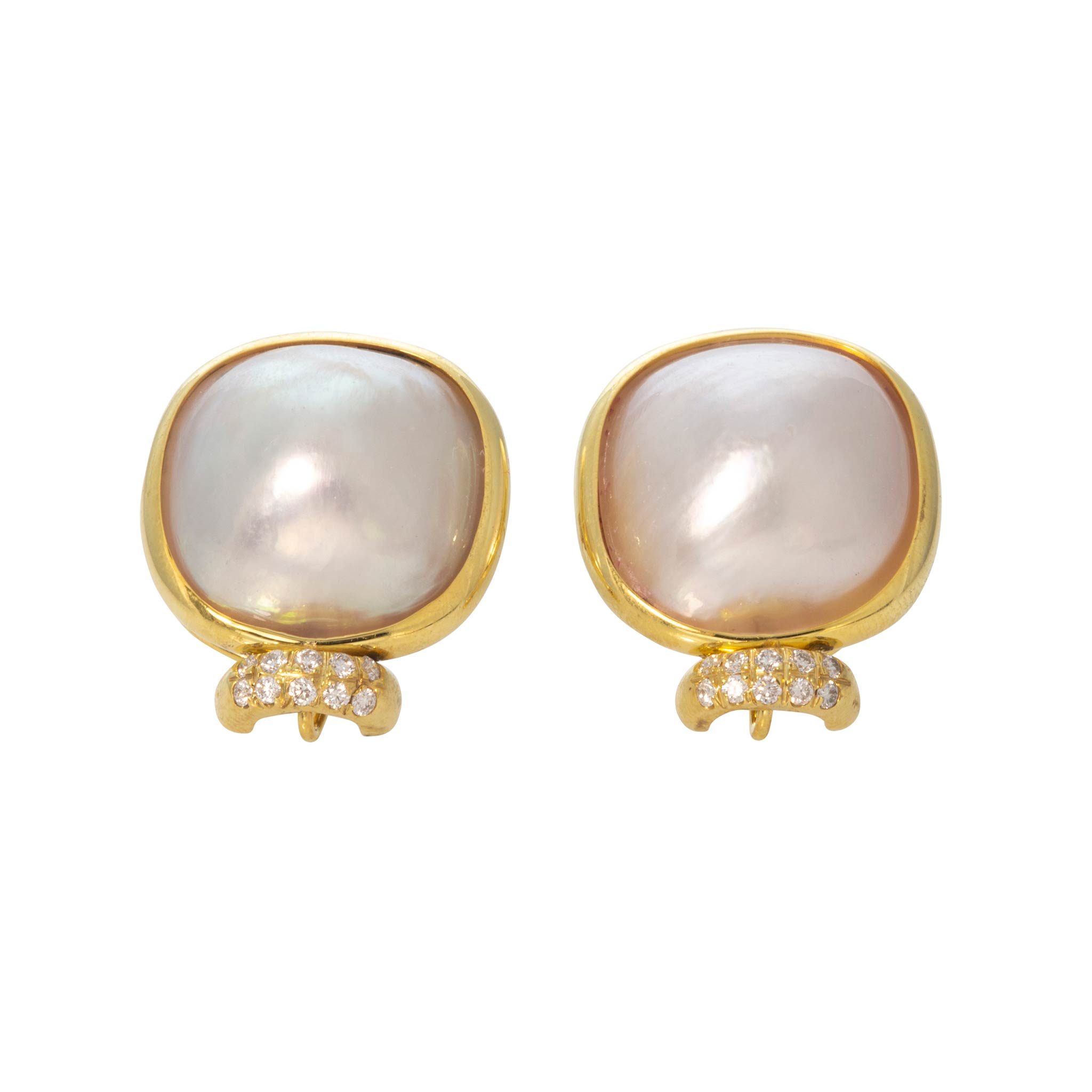 Mazza Mabe Pearl & Diamond 14K Yellow Gold Earrings