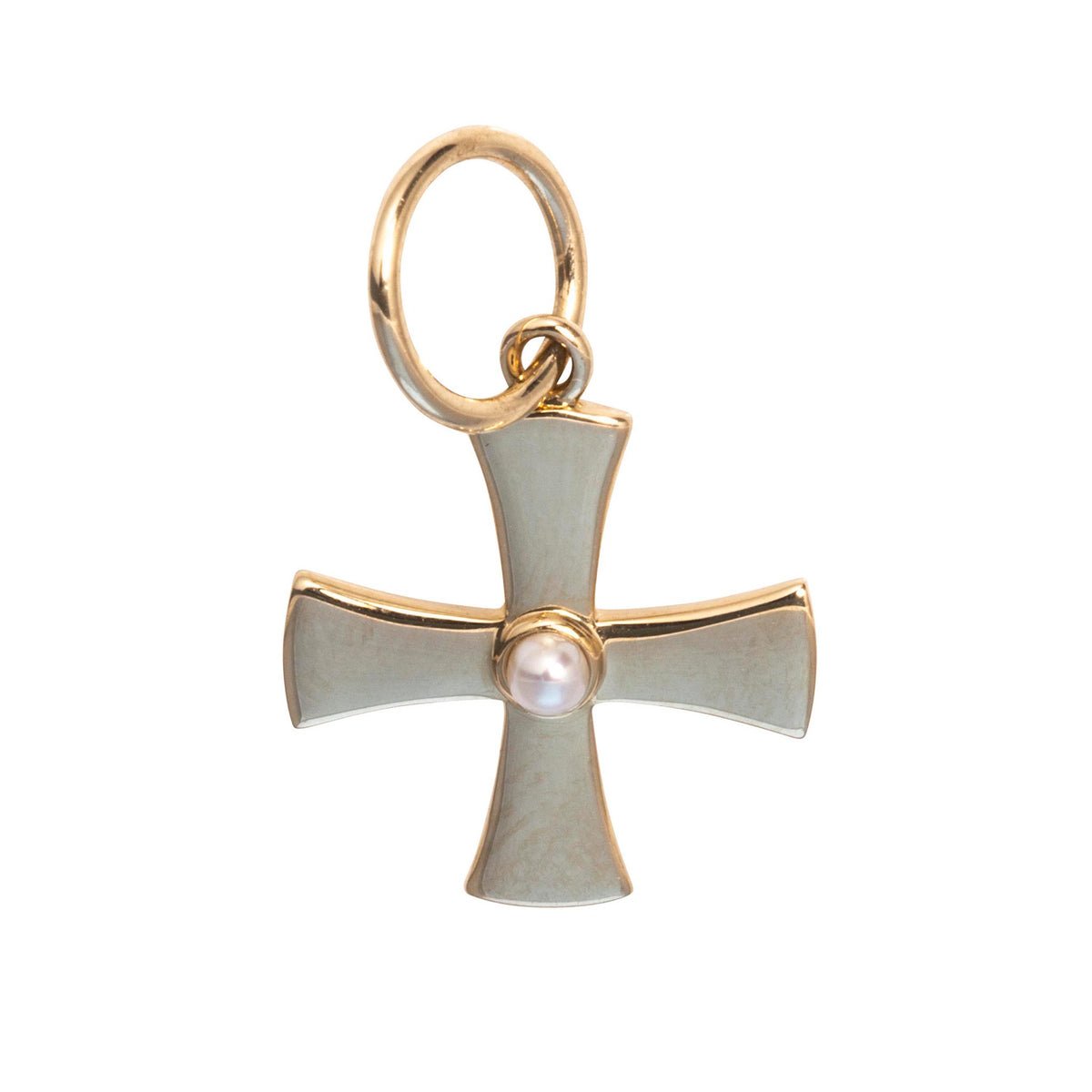 Pearl 14K Yellow Gold Birthstone Cross Pendant