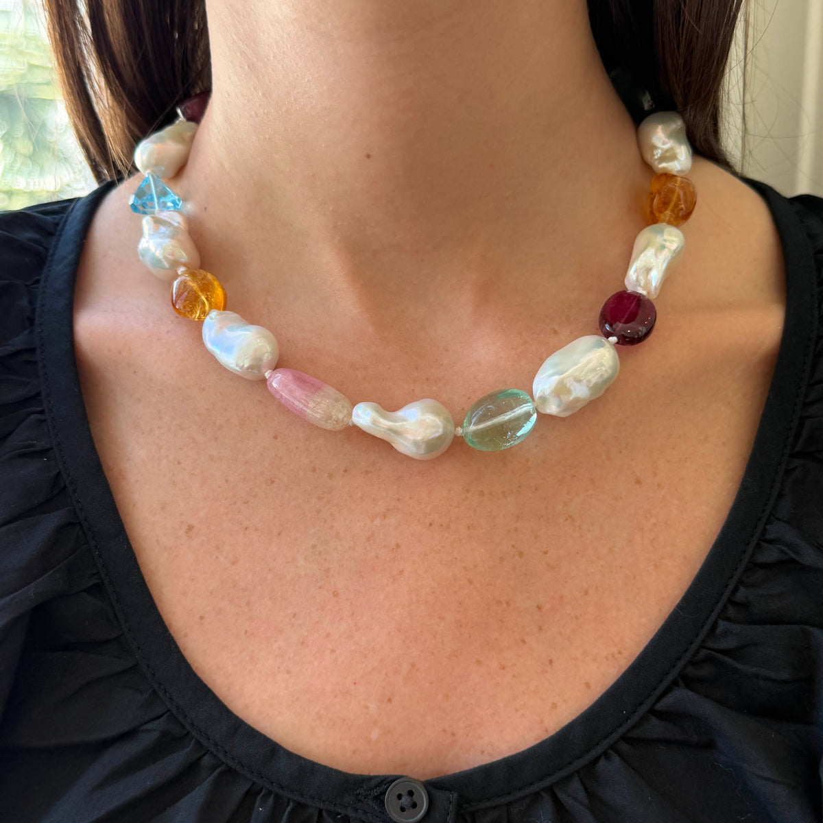 Mazza Freshwater Baroque Pearl & Multi-Stone 14K Gold Necklace 18"