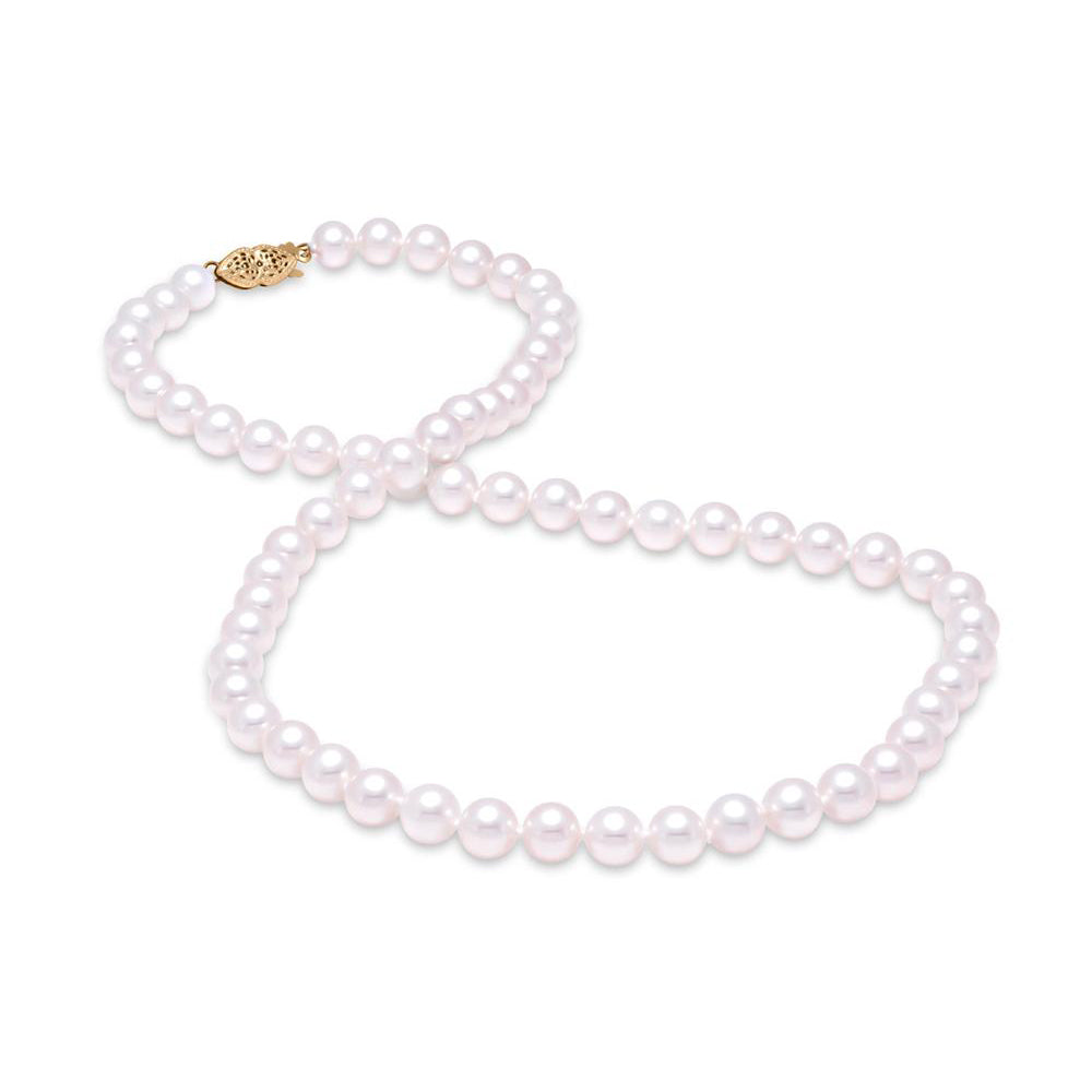 6.5-7mm Freshwater Pearl Strand 14K Gold Filigree Clasp Necklace