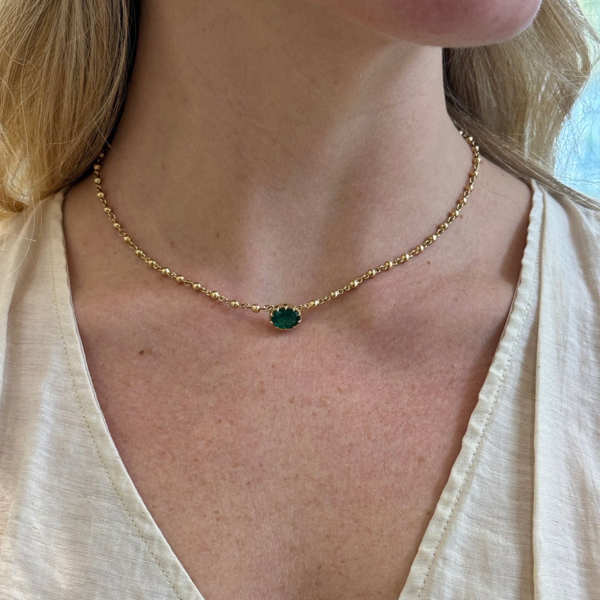 Single Stone Emerald Angelina Necklace