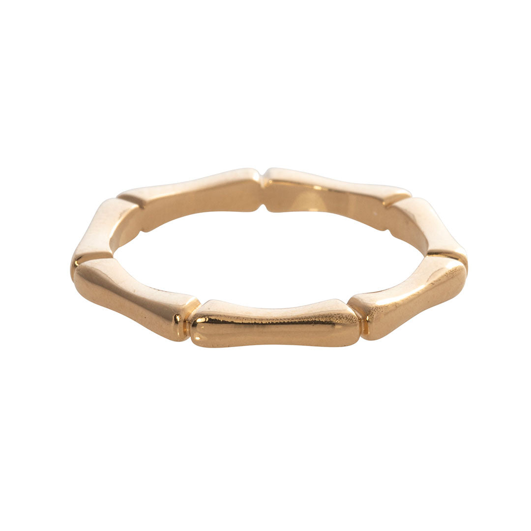 18K Yellow Gold Bamboo Stackable Band