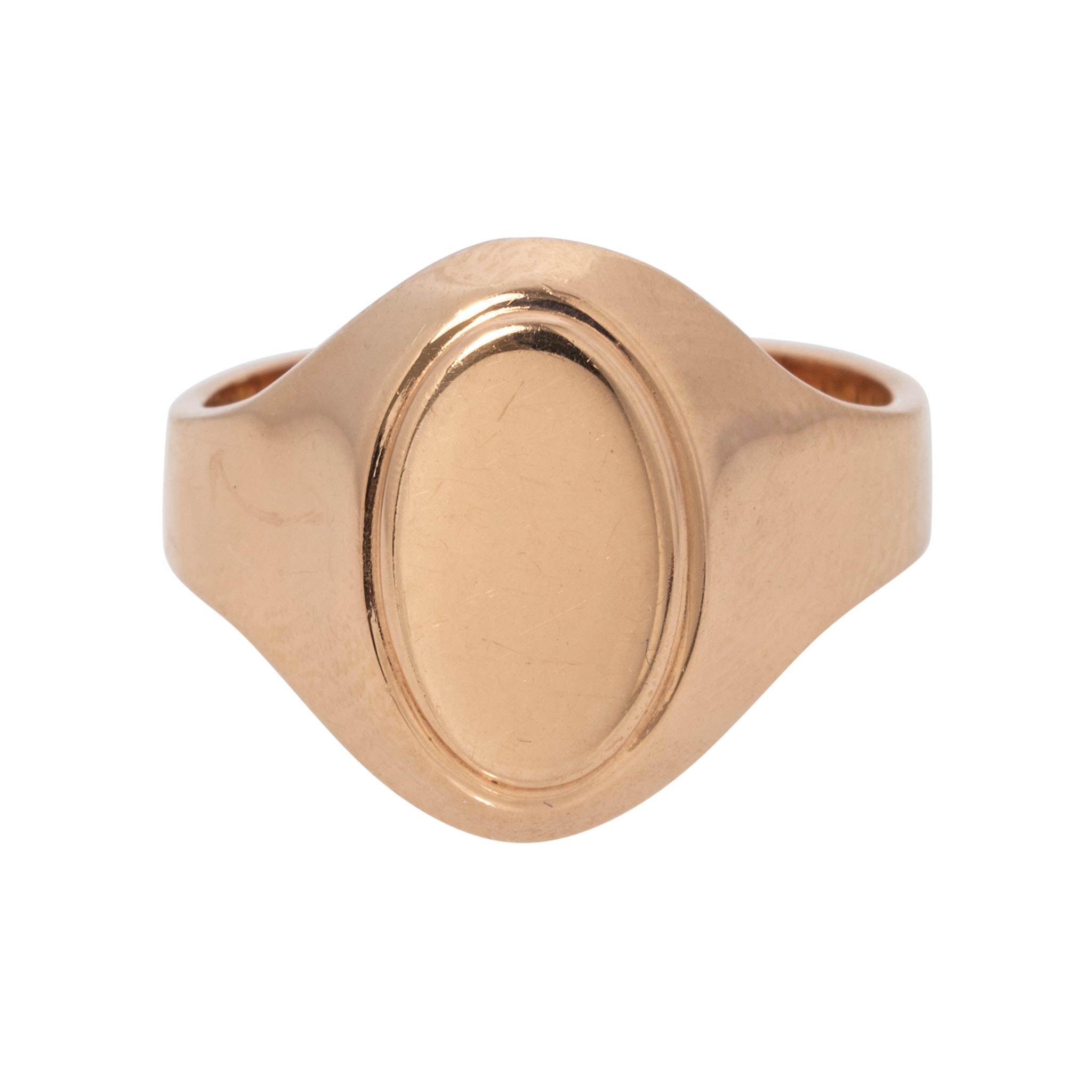 Vintage 14K Rose Gold Oval Signet Ring