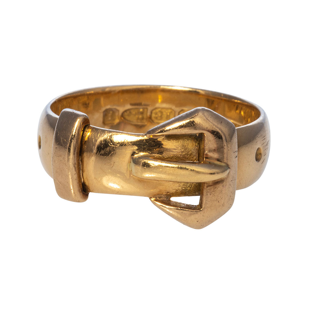 Victorian 18K Yellow Gold Buckle Ring