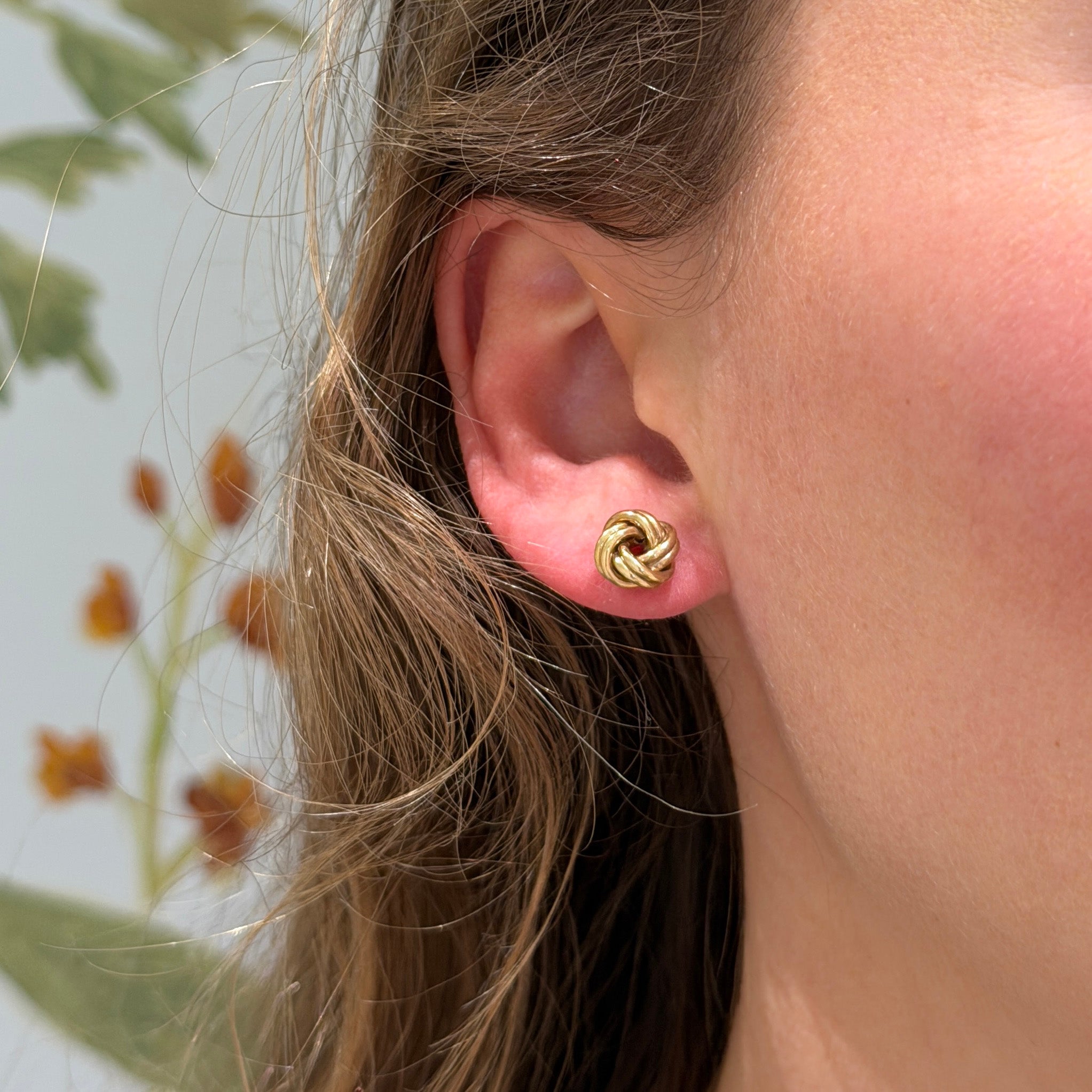 14K Yellow Gold 8mm Love Knot Stud Earrings