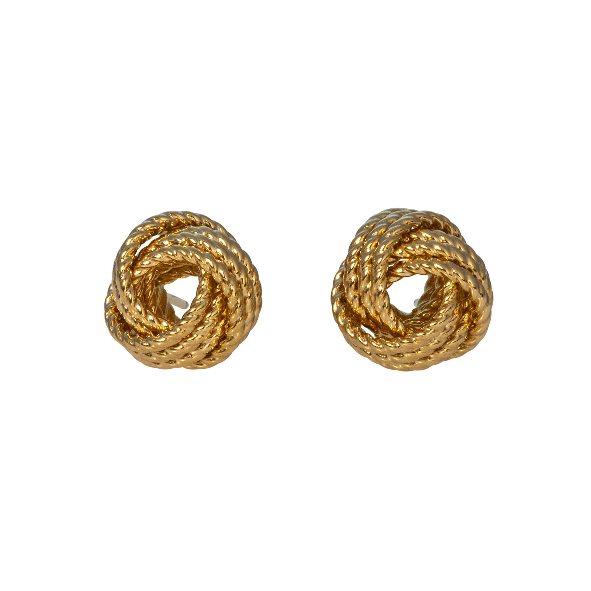 14K Yellow Gold Twisted Love Knot Stud Earrings