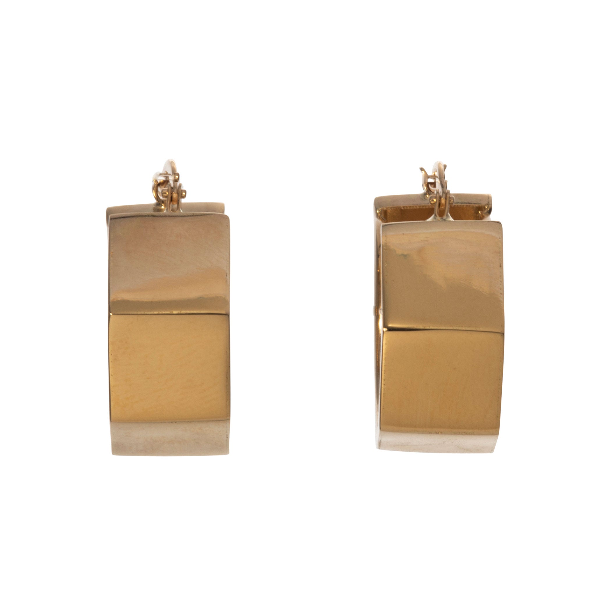 14K Yellow Gold Italian Hexagon Hoop Earrings