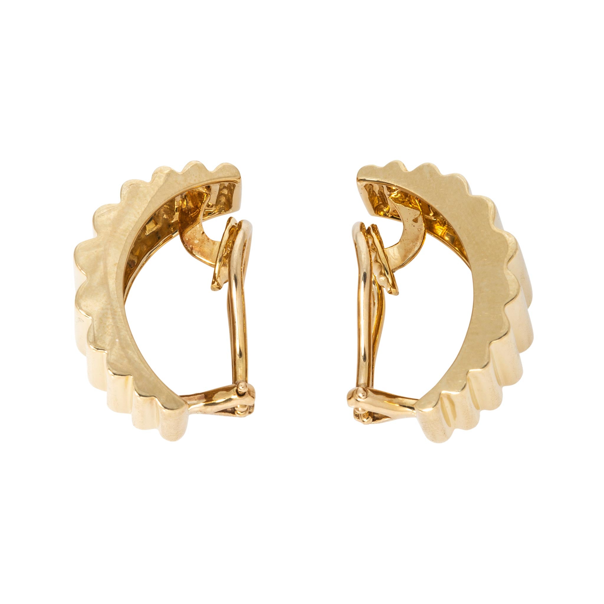 Estate Tiffany & Co 18K Yellow Gold Ridged Clip On Earrings