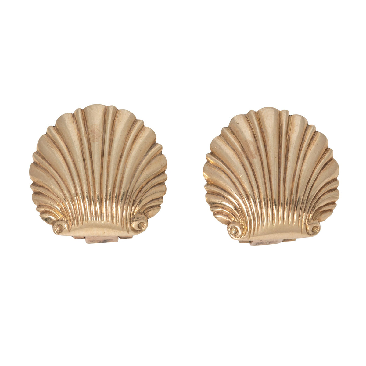 Vintage 14K Yellow Gold Scallop Shell Earrings