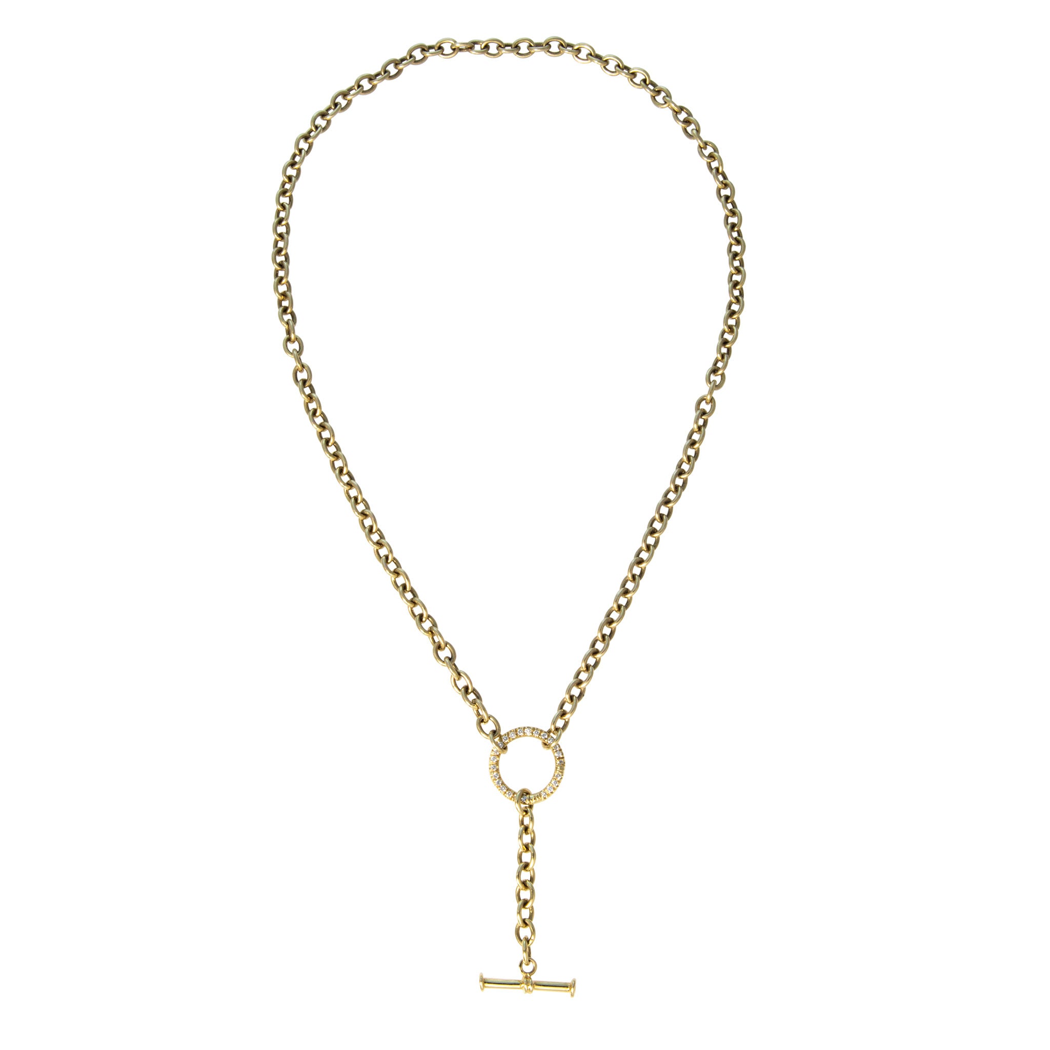 Mazza Diamond Charm Holder 14K Gold Cable Chain Necklace