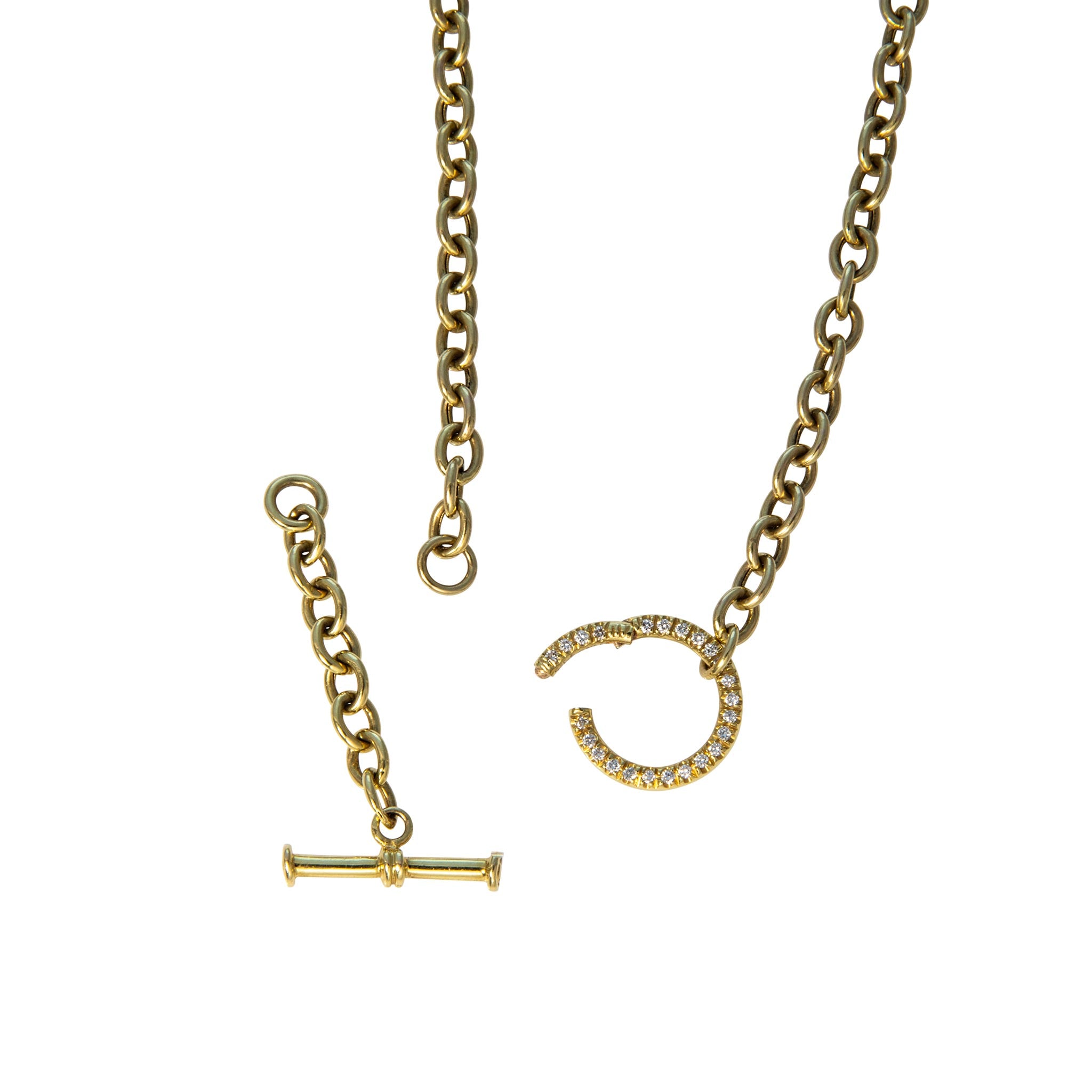 Mazza Diamond Charm Holder 14K Gold Cable Chain Necklace