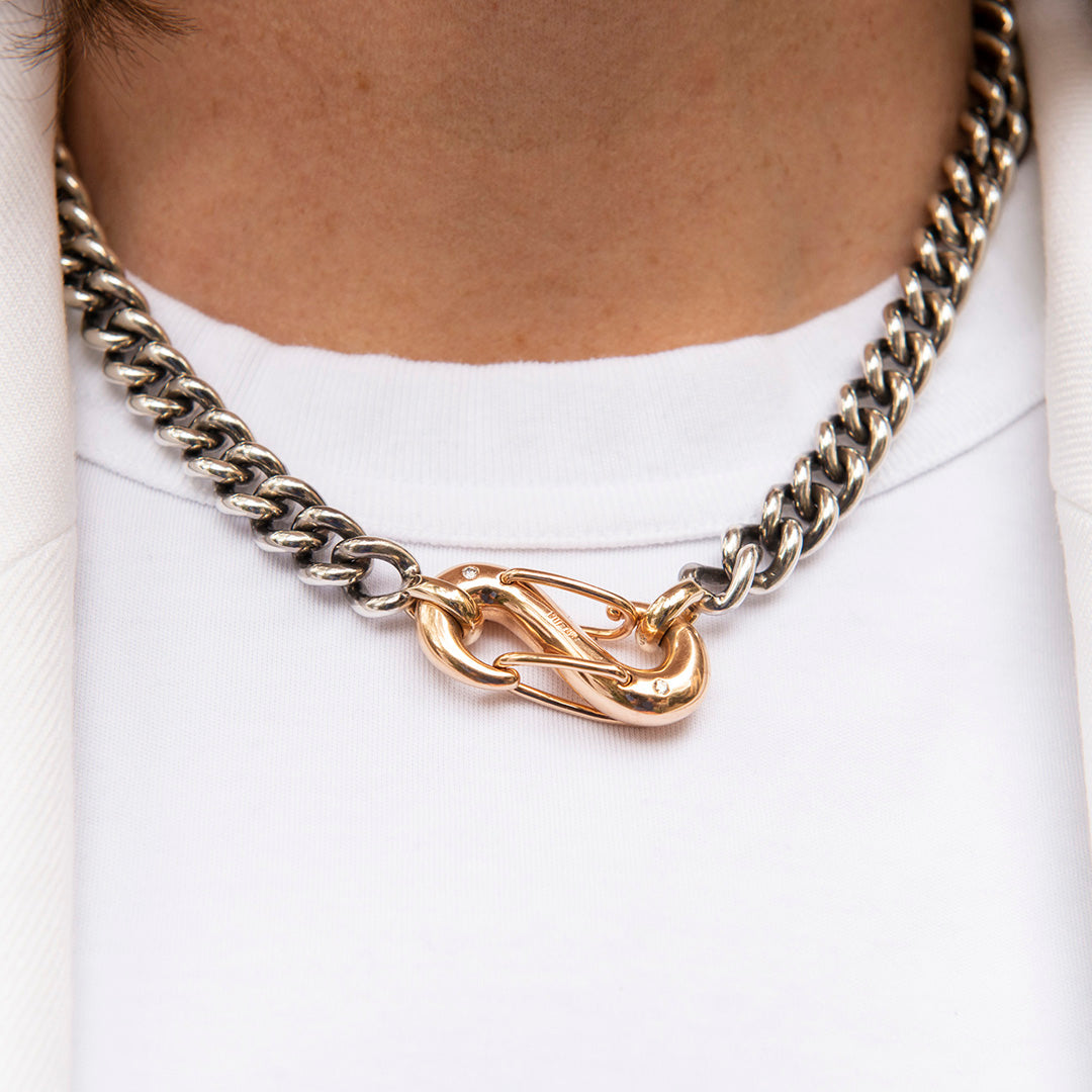 Marla Aaron Silver Mini Mega Curb Chain Necklace