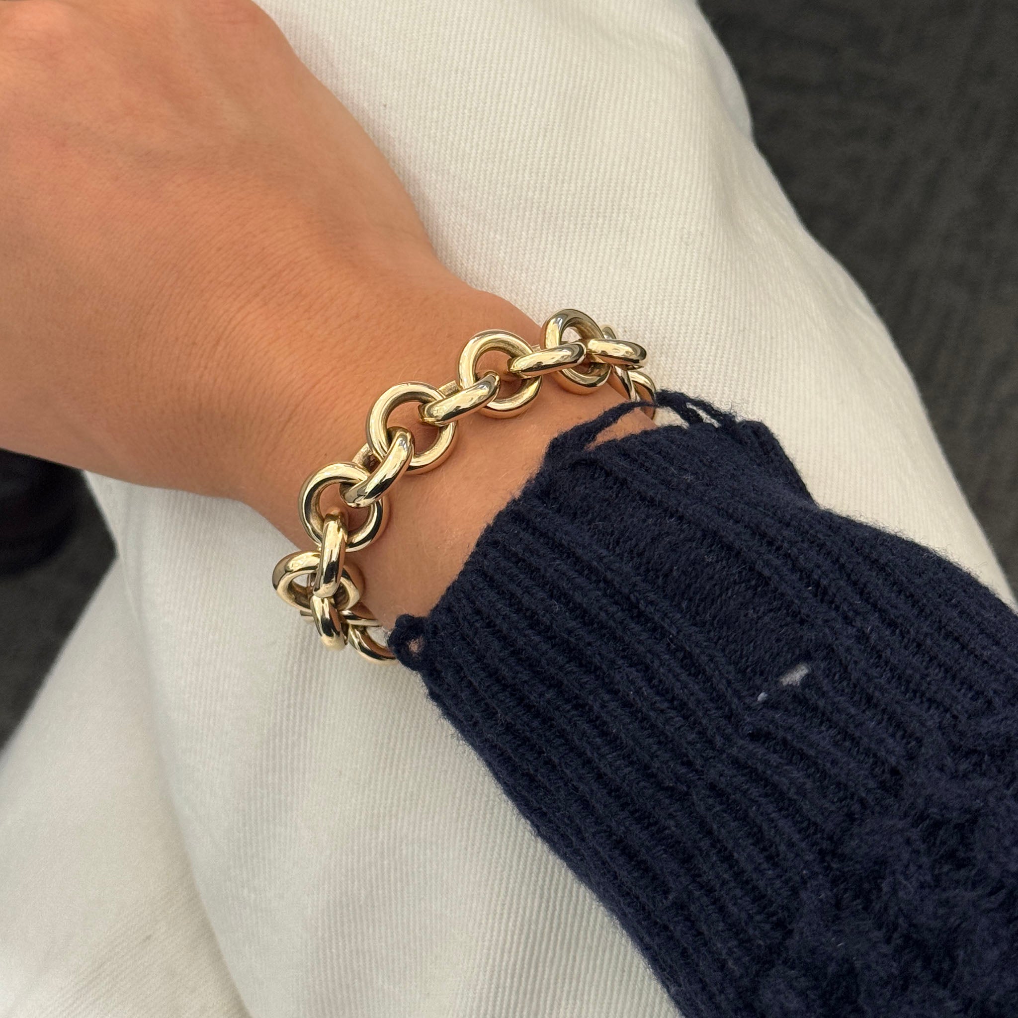 14K Yellow Gold Italian Round Link Bracelet