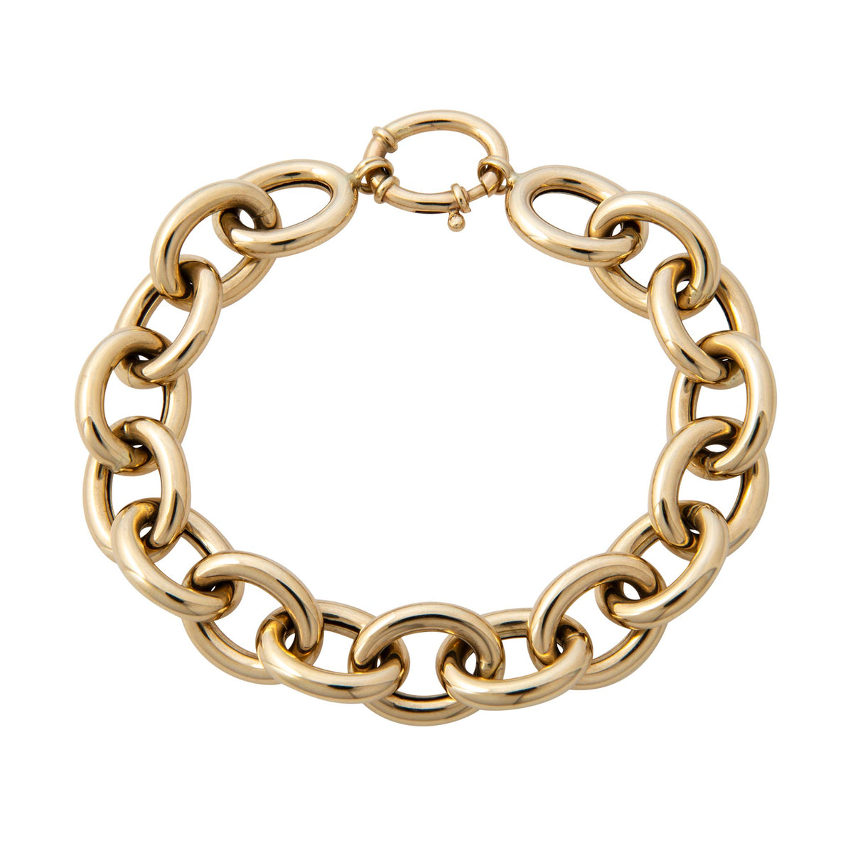 14K Yellow Gold Italian Medium Oval Link Bracelet 8"