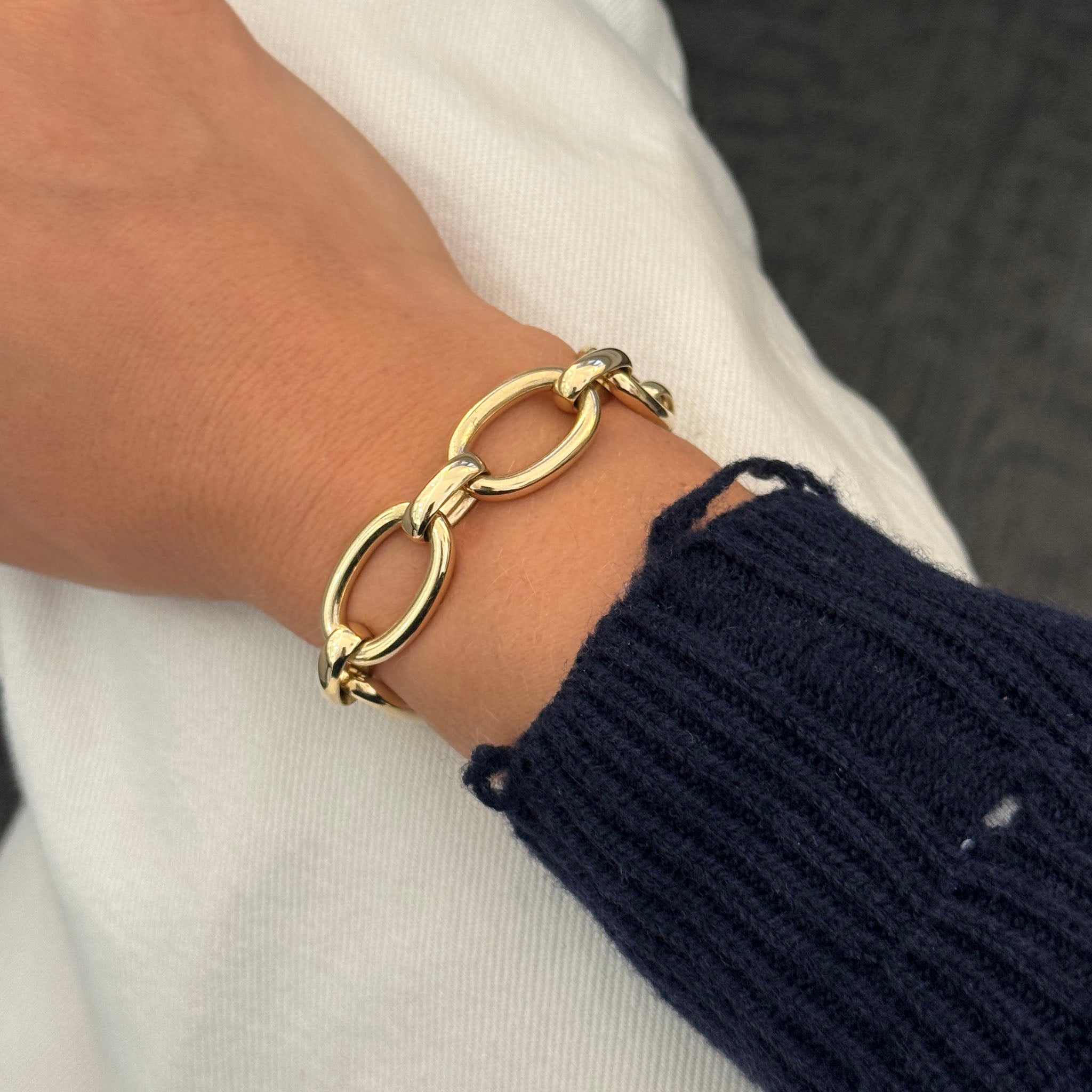 14K Yellow Gold Italian Oval Link Bracelet