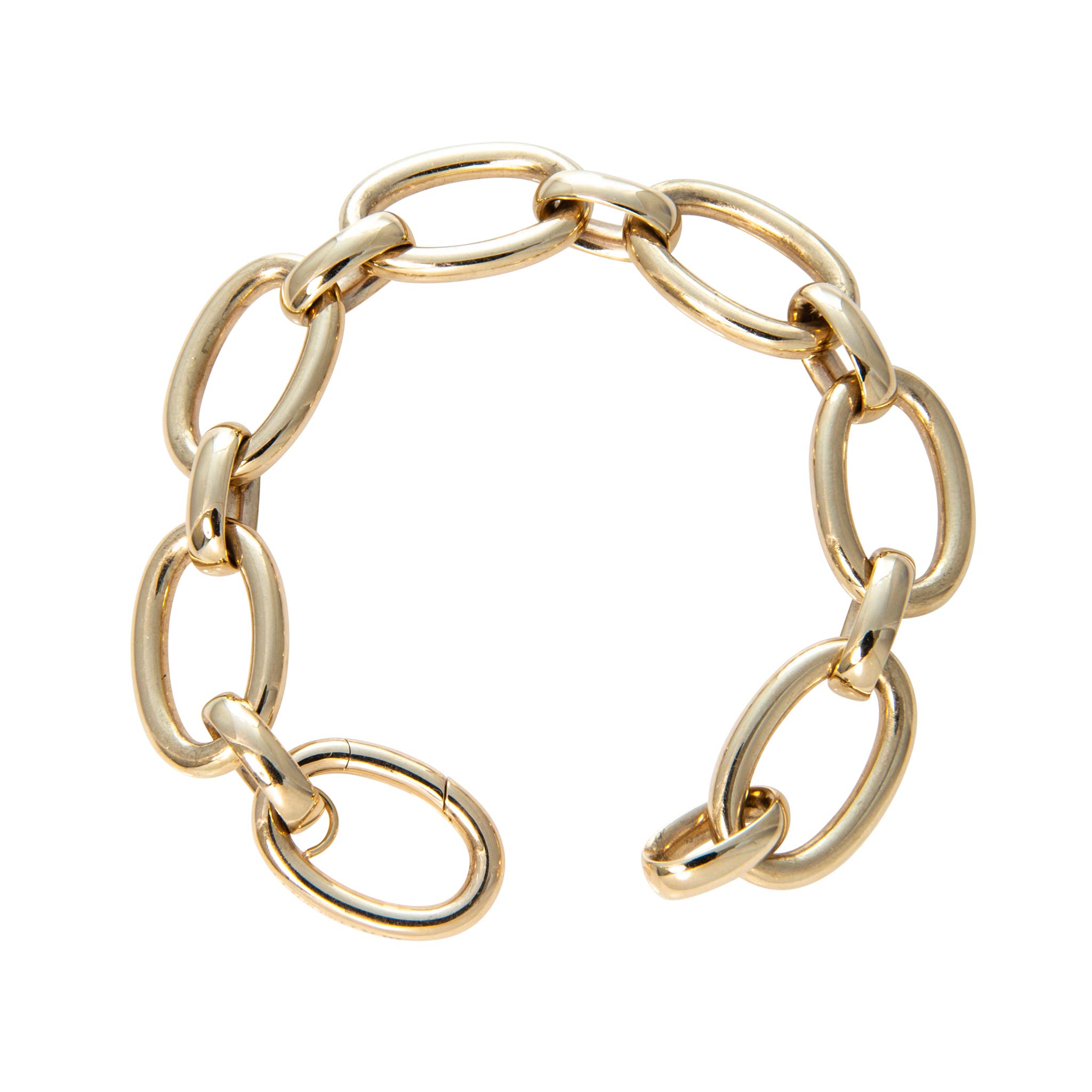 14K Yellow Gold Italian Oval Link Bracelet
